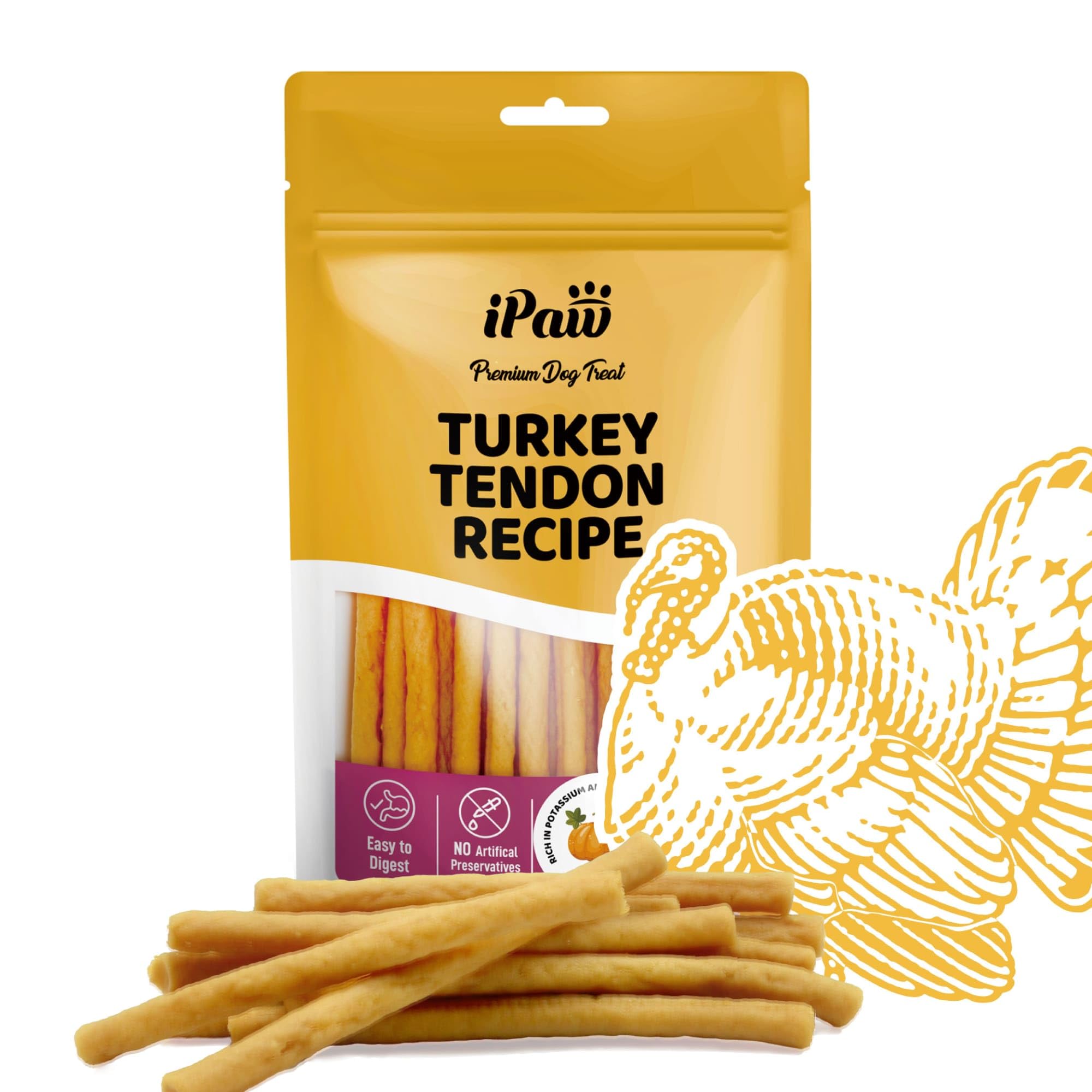 iPaw Turkey Tendon Soft Strip, Pumpkin