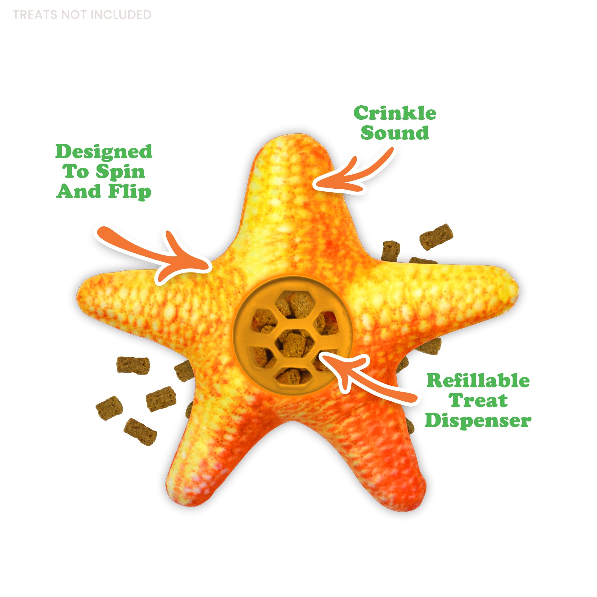 Meowijuana Knock N Nibble Starfish | Refillable Treat Dispensing Cat Toy | Promotes Play and Cat Health | Interactive Puzzle To