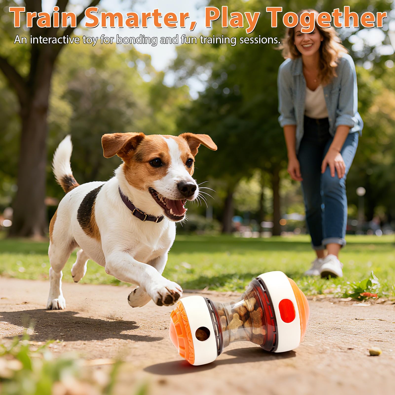 Dog Puzzle Toy - Adjustable Treat Dispensing Ball Food Dispenser Slow Feeder, Puppy Enrichment Training Toy, Pet Interactive Cha
