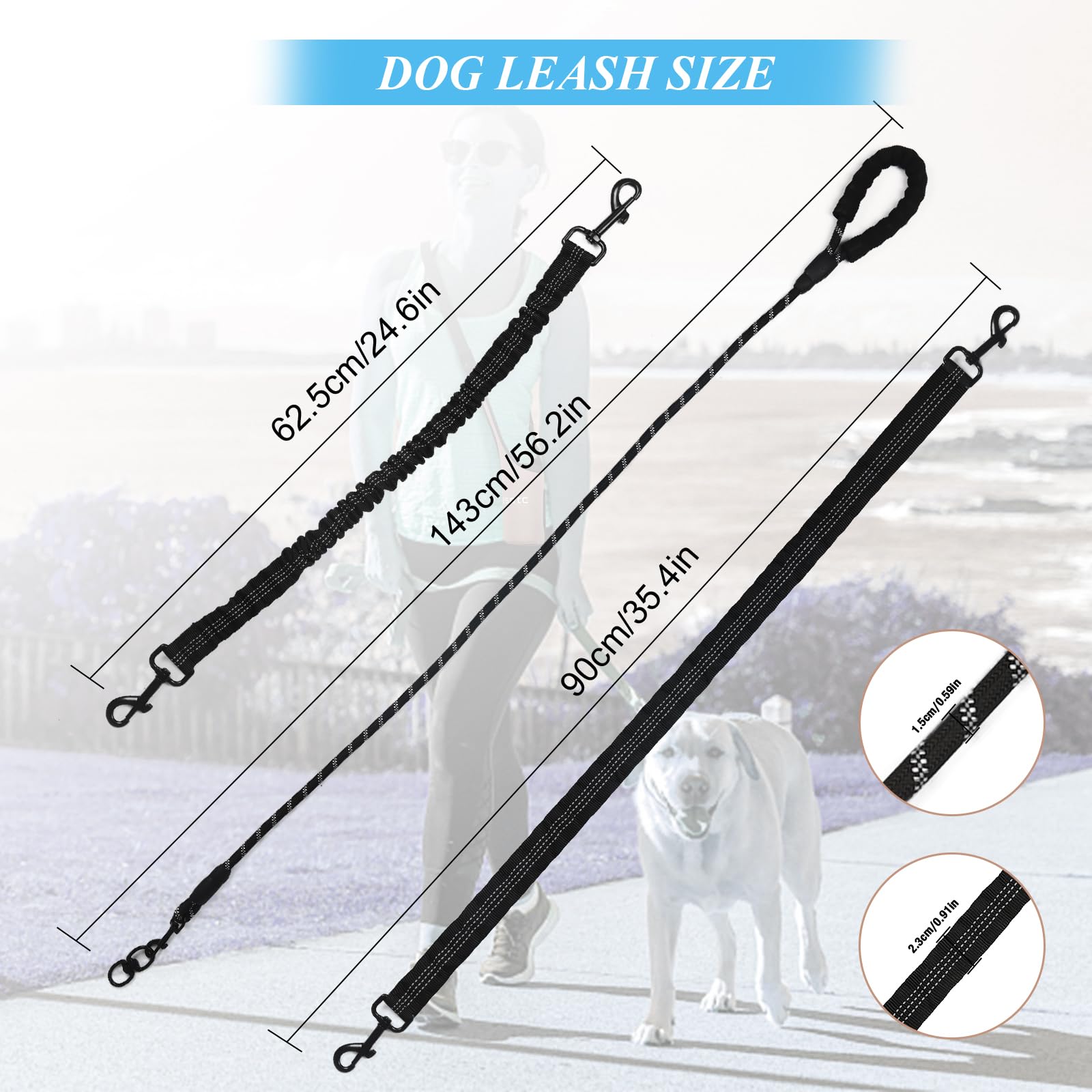 Dog Double Leashes,3-In-1 Pet Leash For Multiple Pets - Heavy Duty Dog Cat Lead With Reflective Stripes, Comfort Grip & Durable