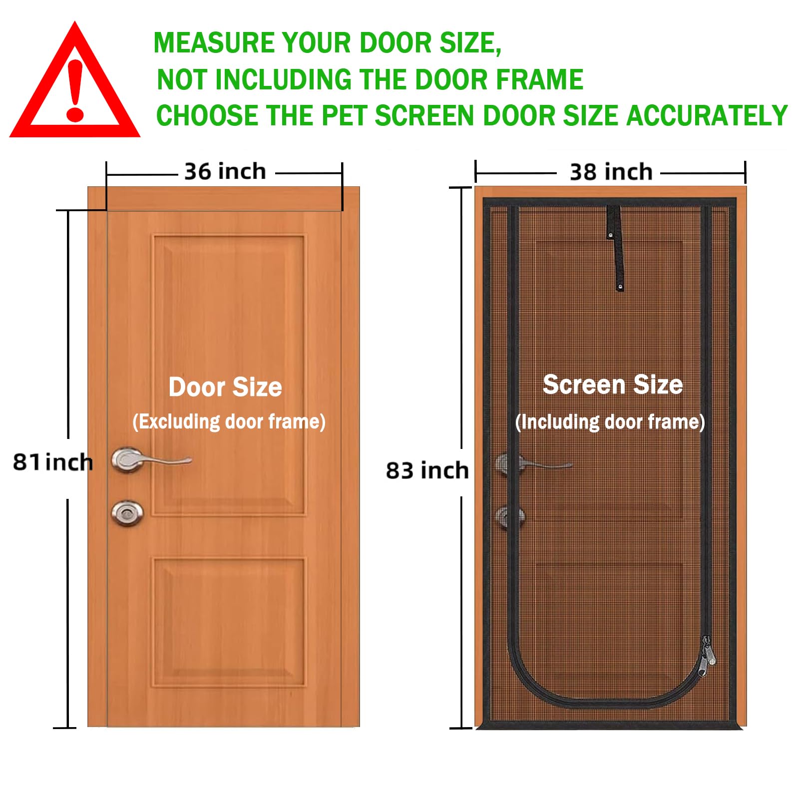 QWR Cat Screen Door - Reinforced, Zipper Closure, Fits 36''x81'', Black, Vinyl Coated Steel Wire, Model QWR-3321