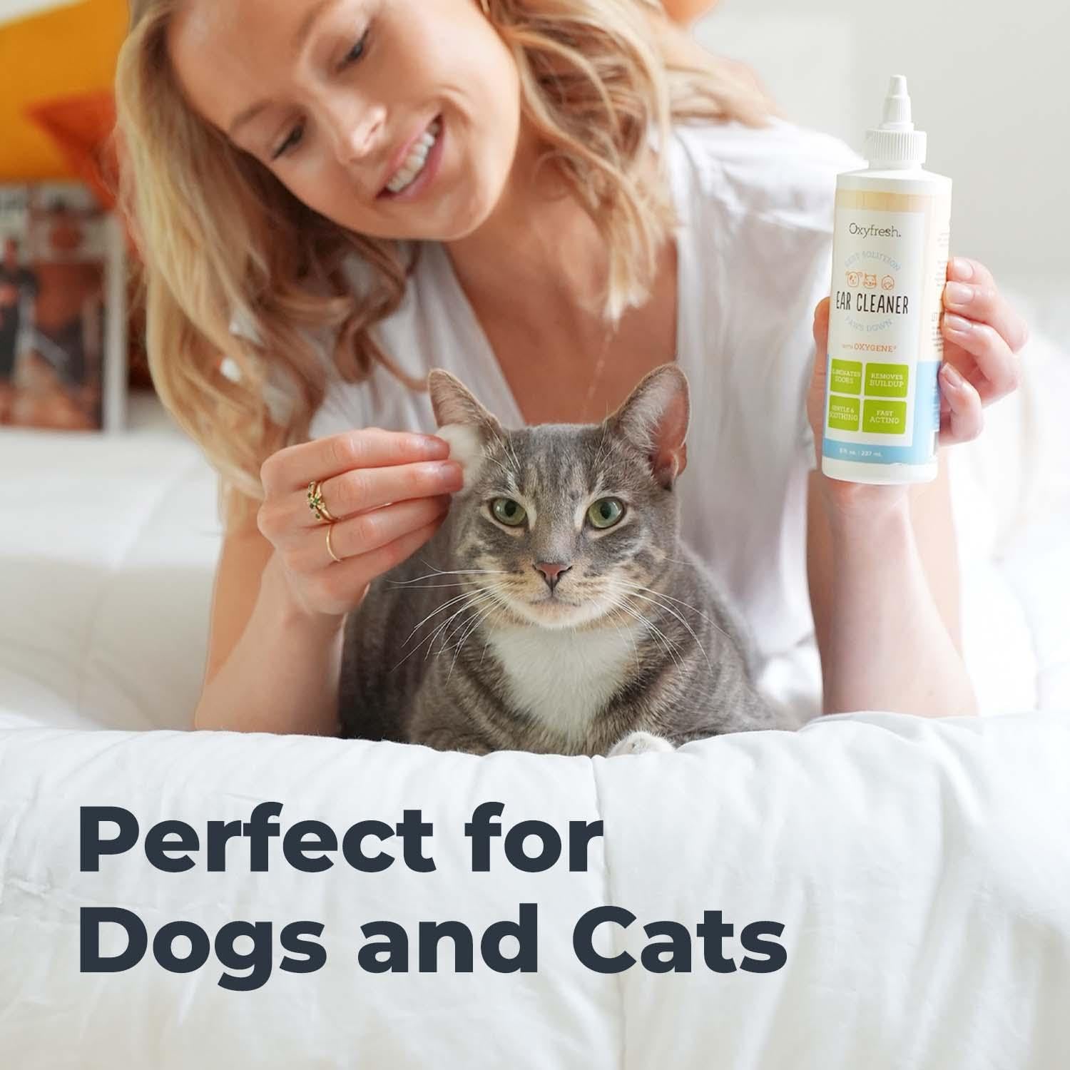 Oxyfresh Advanced Pet Ear Cleaner - Best Dog Ear Cleaner Solution - Helps With Yeast, Wax, Dirt & Itchy Ear Canal - Cleaning, Soothing, & Sting-Free Dog Ear Wash & Cat Ear Cleaner 8Oz