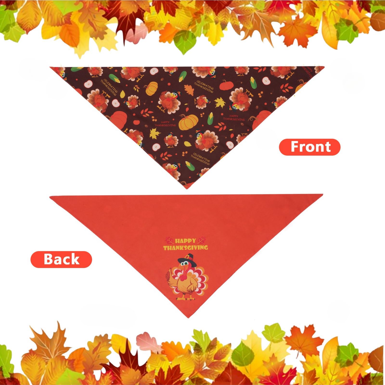 Gofshy Thanksgiving Dog Bandana Large 1Pcs, Triangle Reversible Holiday Scarf For Boy And Girl, Fall Autumn Bibs Accessories For