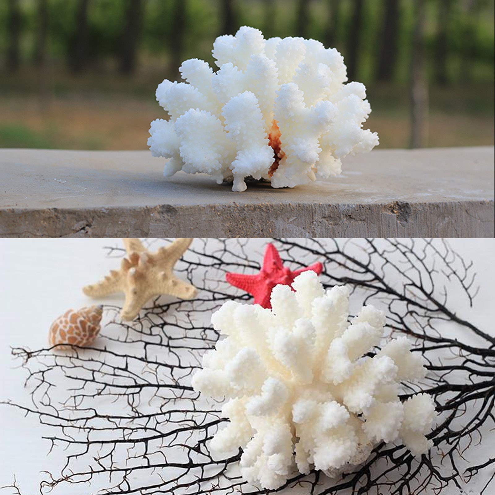 Pack Of 2 Artificial Coral Ornament, Aquarium Resin Coral Decor Underwater Sea Plants Fish Tank Decoration Aquarium Plants