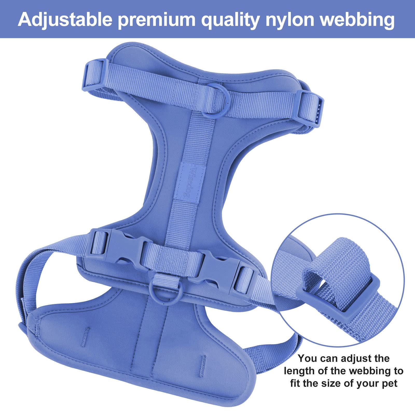 Wisedog No Pull Lightweight Dog Vest Harness With Soft And Comfortable Cushion, Breathable Mesh, For Small Medium Large Dogs Walking (Xs(Neck: 7.48'-10.63';Chest: 10.63'-15.35'), Blue)