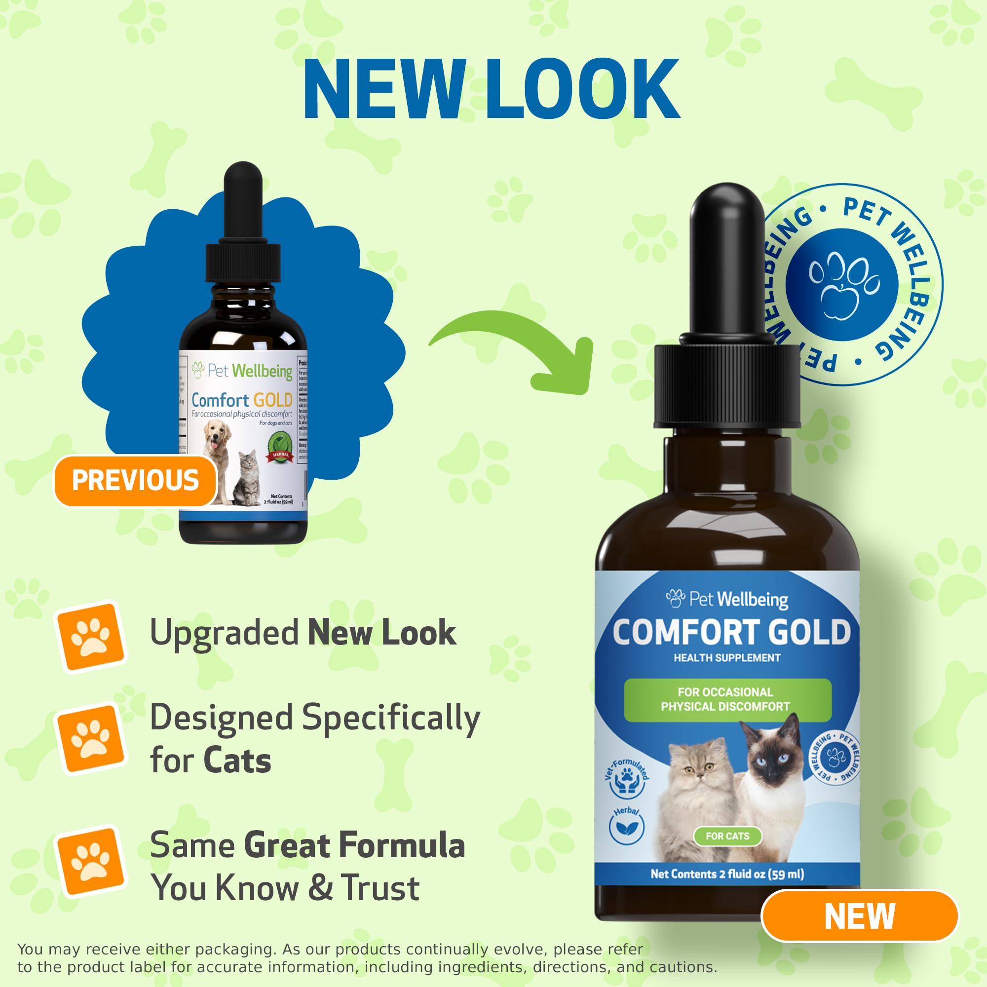 Pet Wellbeing Comfort Gold for Cats - Supports Feline Physical Comfort, Healthy Circulation, Corydalis, Turmeric - Veterinarian-