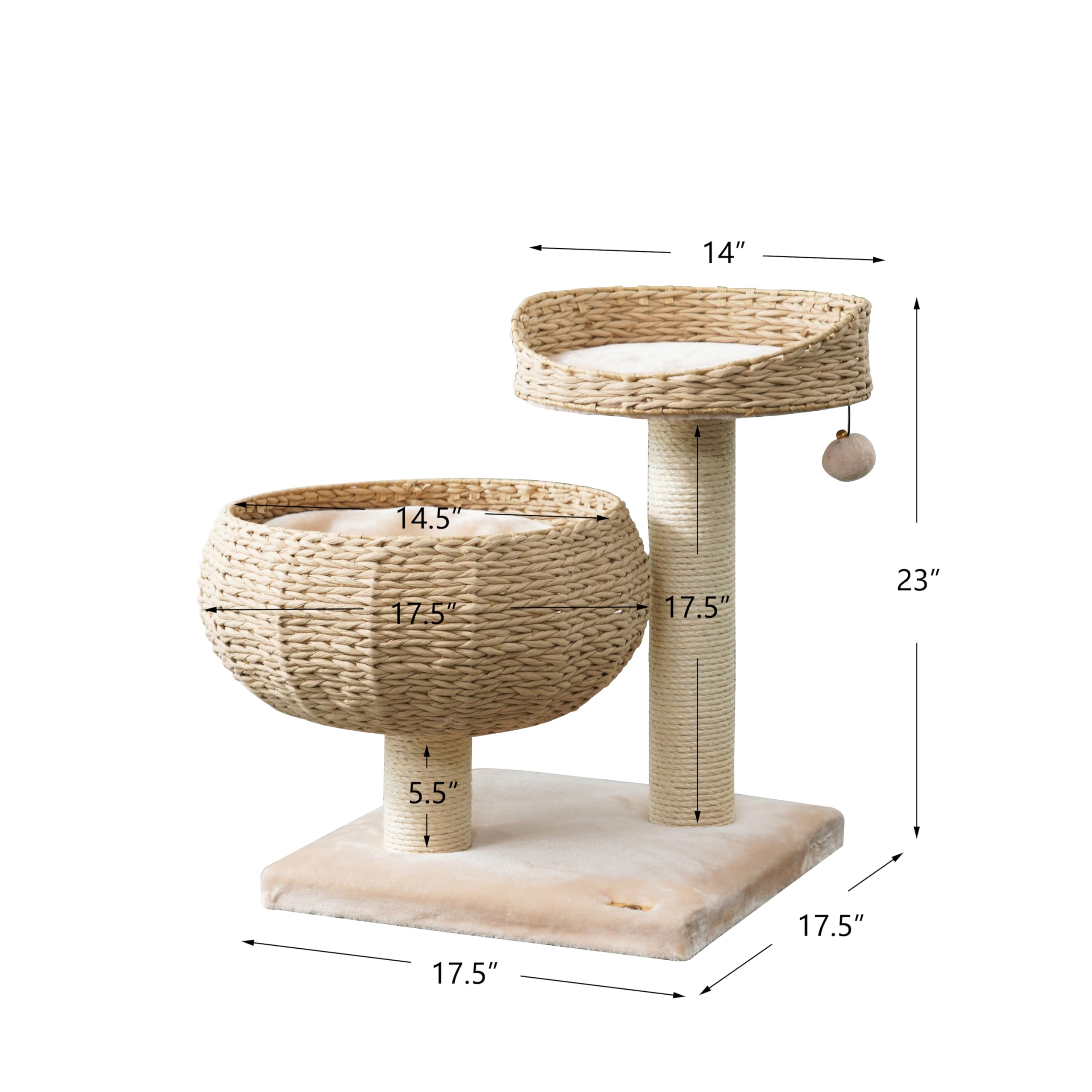 Petpals Paper Rope Natural Bowl Shaped With Perch Cat Tree