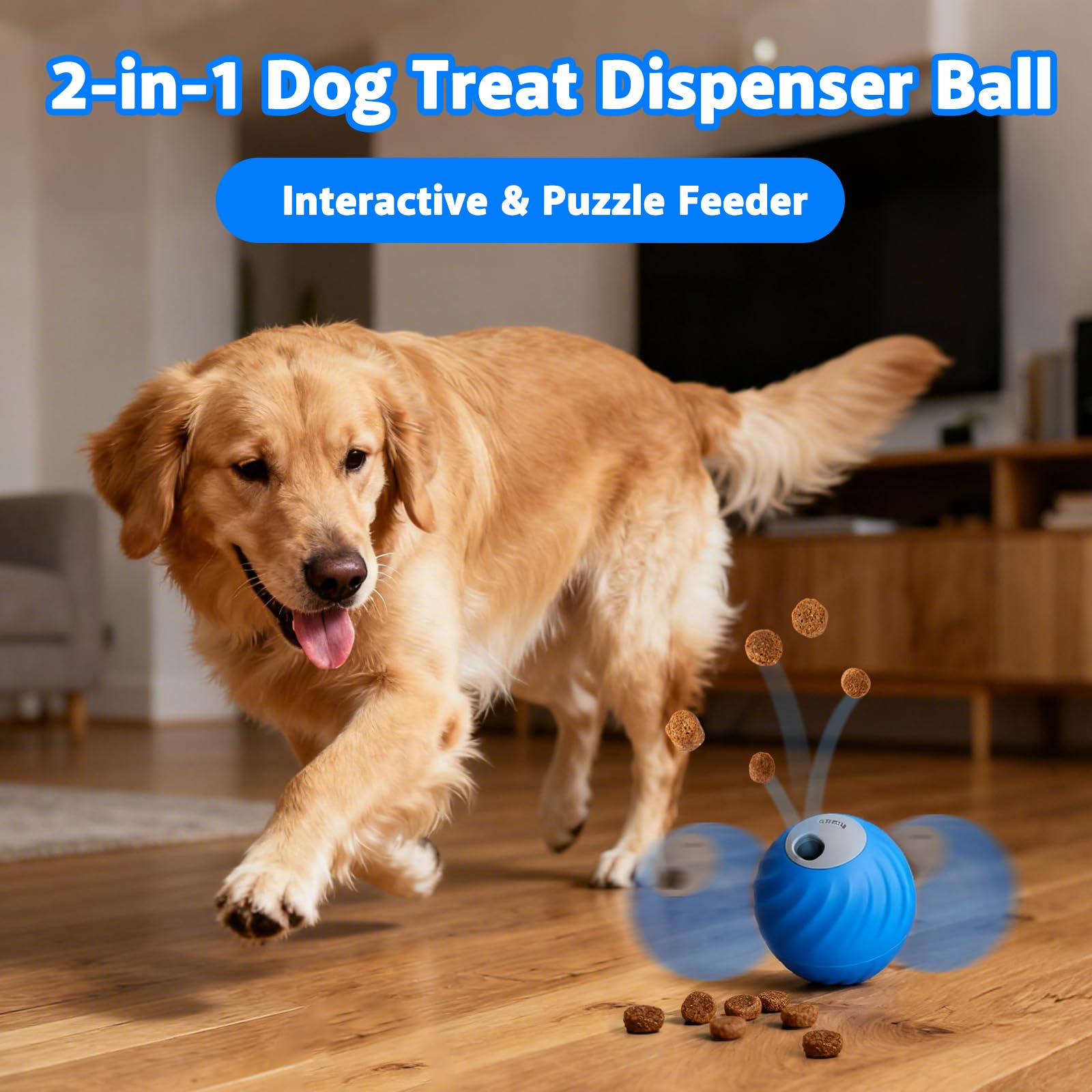 BABORUI Interactive Dog Puzzle Toy Ball, Adjustable Treat Dispenser, Enrichment Toy for Small Medium Large Dogs, Pineapple Color, Model H-557