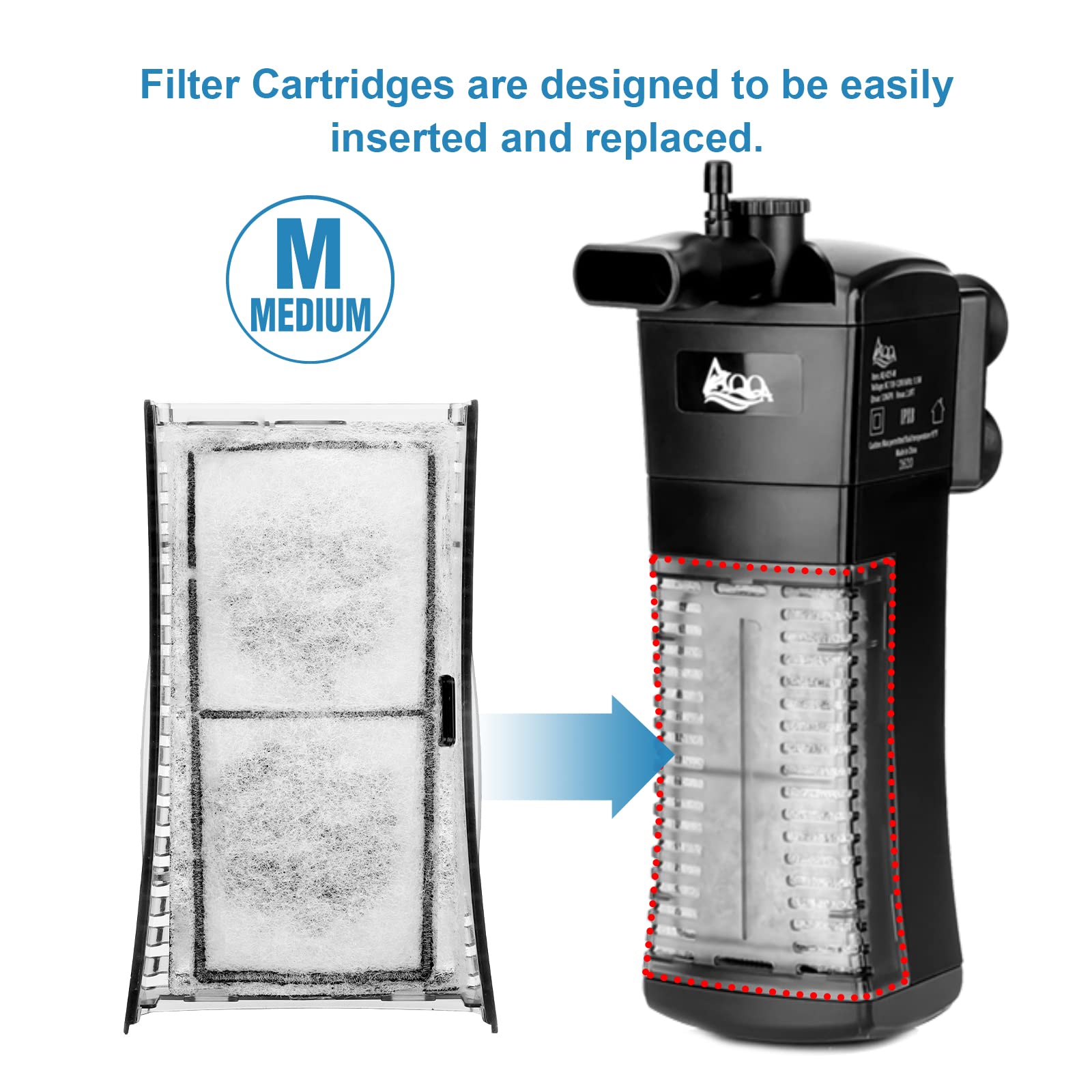 AQQA 8 Pack Aquarium Filter cartridge Replacement Fish Tank Filter cartridge Aquarium Internal Filter (Medium)