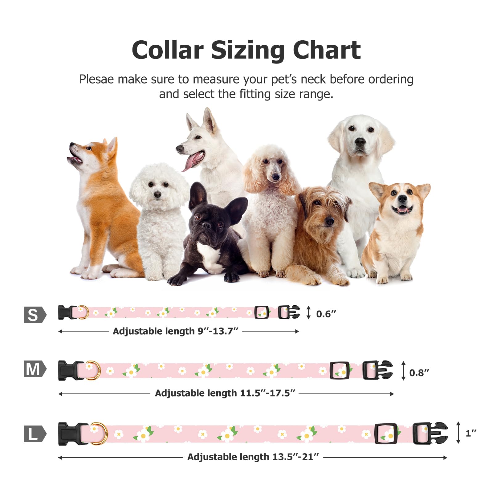 Cotton Handmade Dog Collar Cute And Distinctive Patterns Pink Flower With Pendant For Girl Boy Dogs Collars L