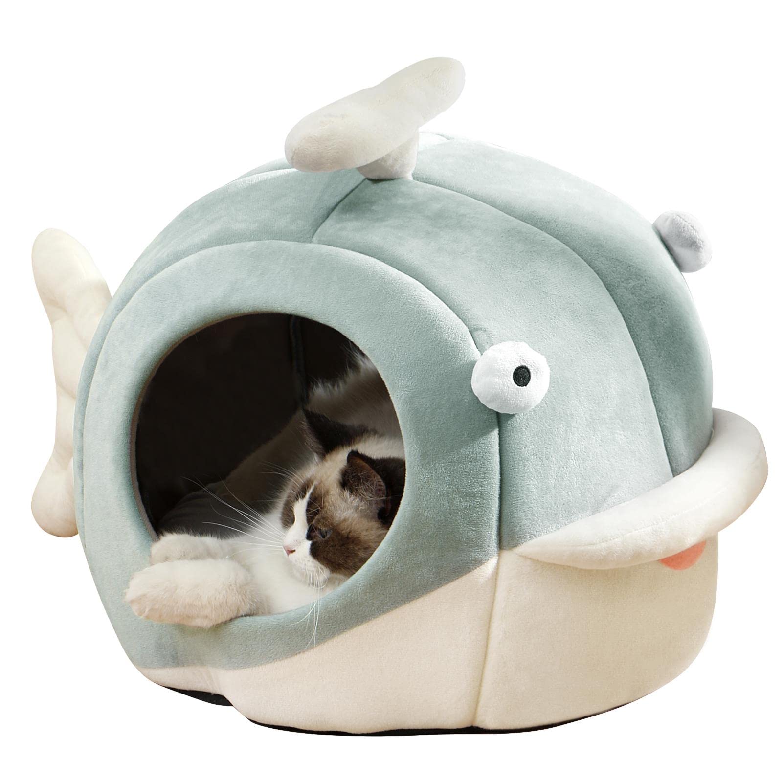 Cat Beds For Indoor Cats - Cat Bed Cave With Removable Washable Cushioned Pillow, Calming Cozy Soft Cat Cave, Cute Friendly Dolphin Cat Houses, No Deformation Pet Bed, M