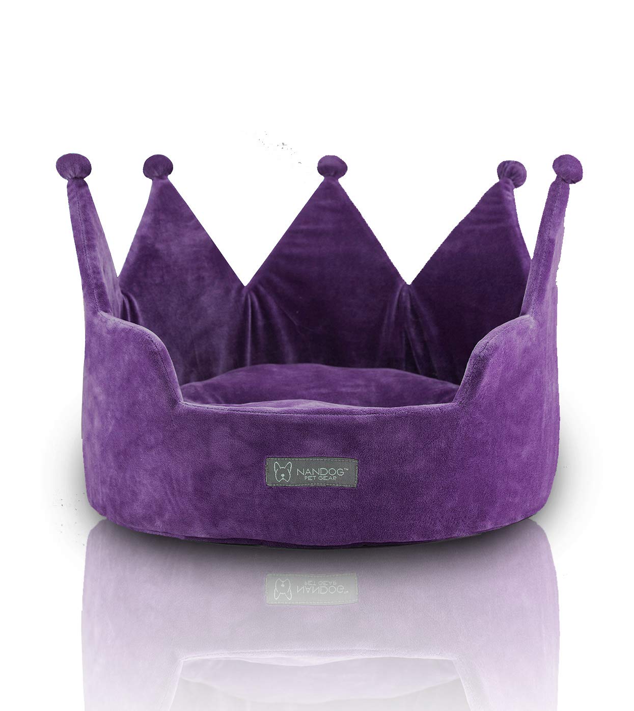Nandog Pet Gear Crown Cozy Round Dog And Cat Bed Collection Washable Indoor Pet Bed For Small Breeds -Soft Bed Fits In Crate Or Kennel - Made Of Ultra Soft Micro-Plush Material (Purple)