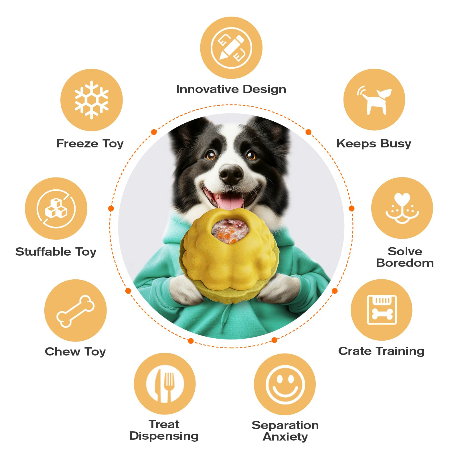Frozen Treat Dispensing Dog Toy - Interactive Large Chew Toy for Aggressive Chewers, Freezable Fillable Rubber, Reduces Anxiety,