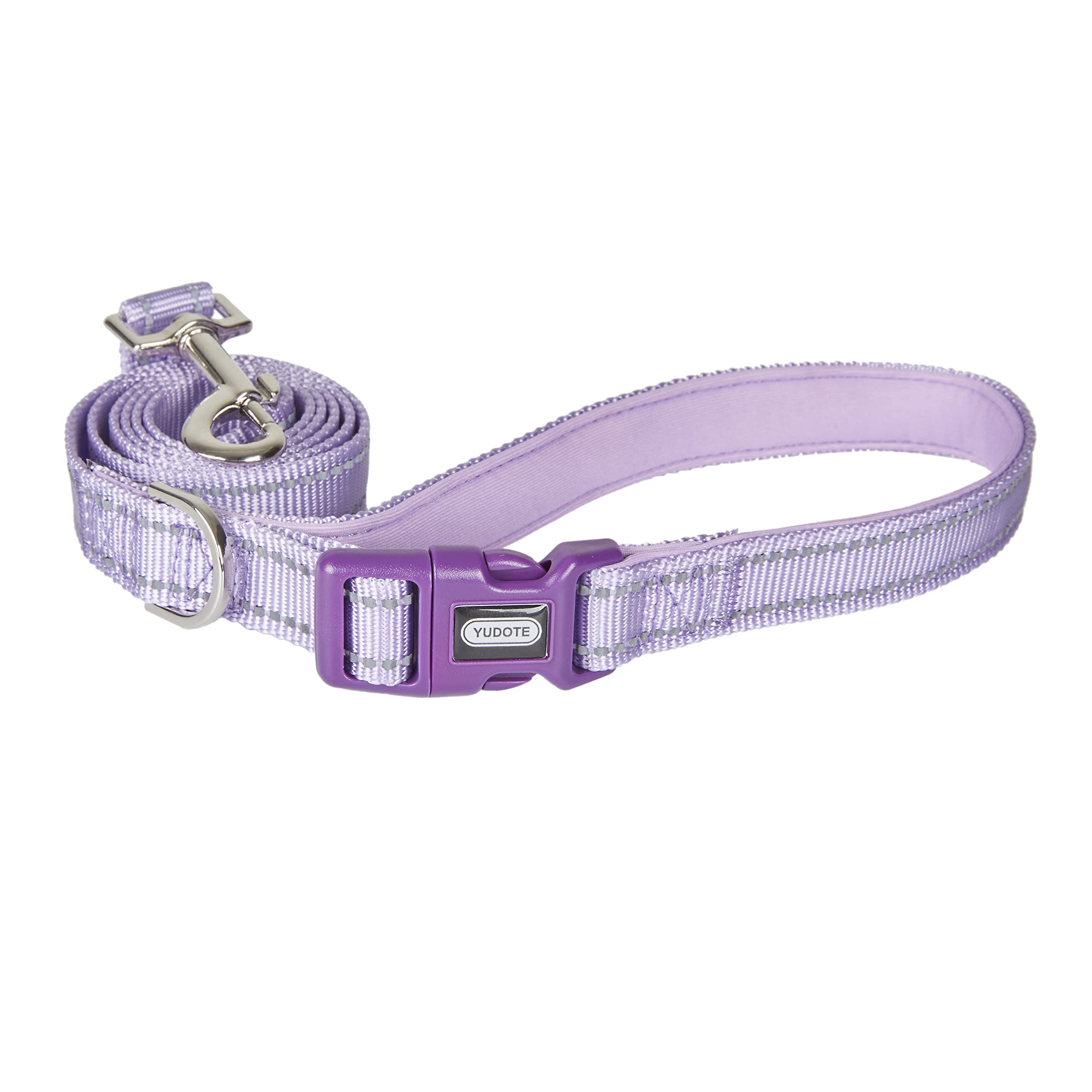 Petiry Reflective Nylon Dog Leash, Handle Padded With Neoprene, For Small Medium Large Dog.(M, Lilac Purple)
