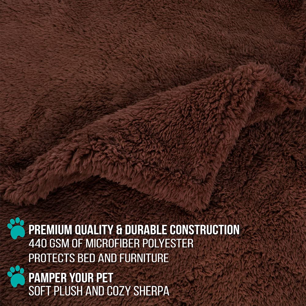 Petami Fluffy Waterproof Dog Blanket For Small Medium Dogs, Soft Warm Pet Sherpa Throw Pee Proof Couch Cover, Reversible Cat Puppy Bed Blanket Sofa Protector, Plush Washable Pad (Brown, 24X32)