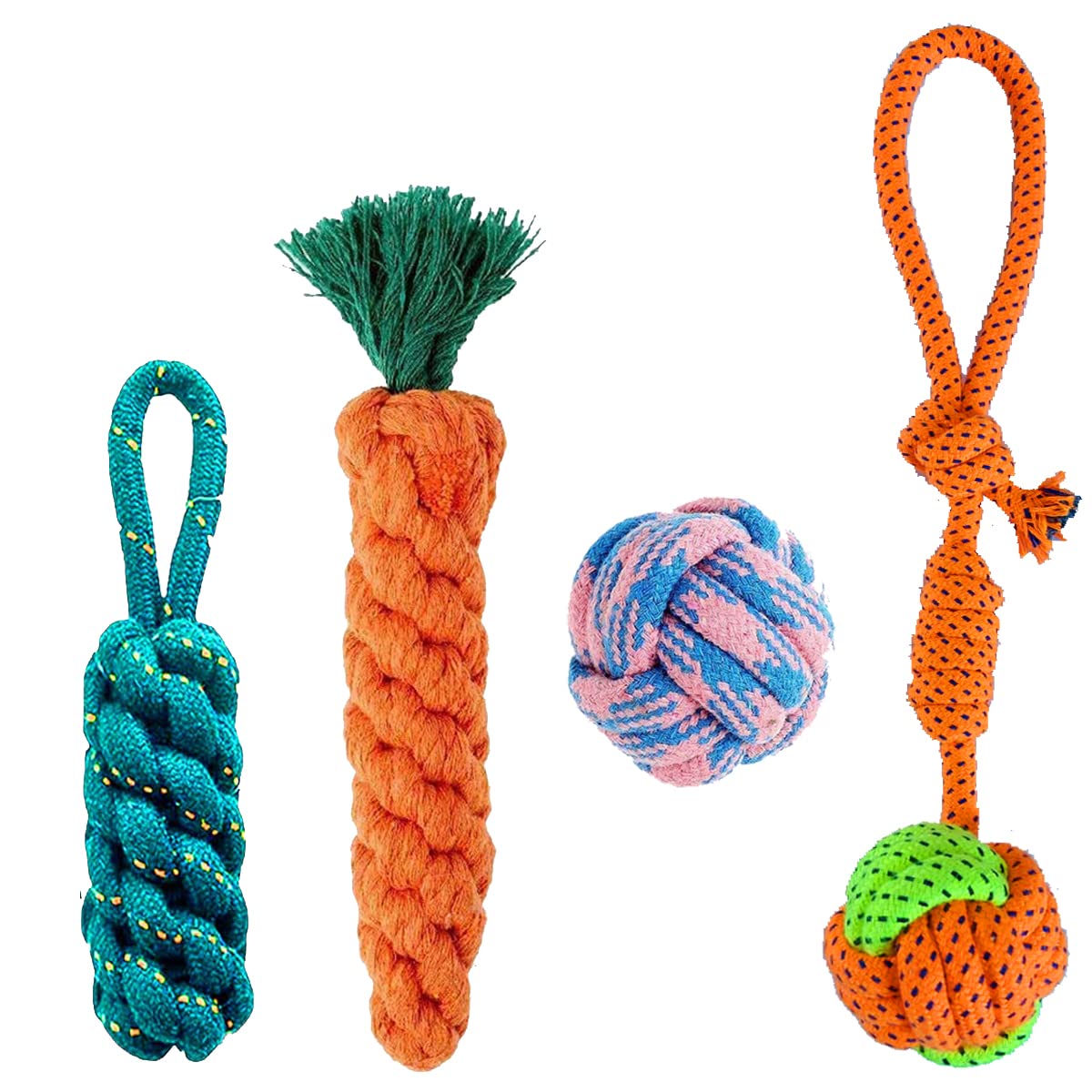 Youhavedeal Dog Chew Rope Toys Set Of 4 Ropes  For Large, Medium & Small Teething Pets  All Puppy Breeds Aggressive Chewers 10