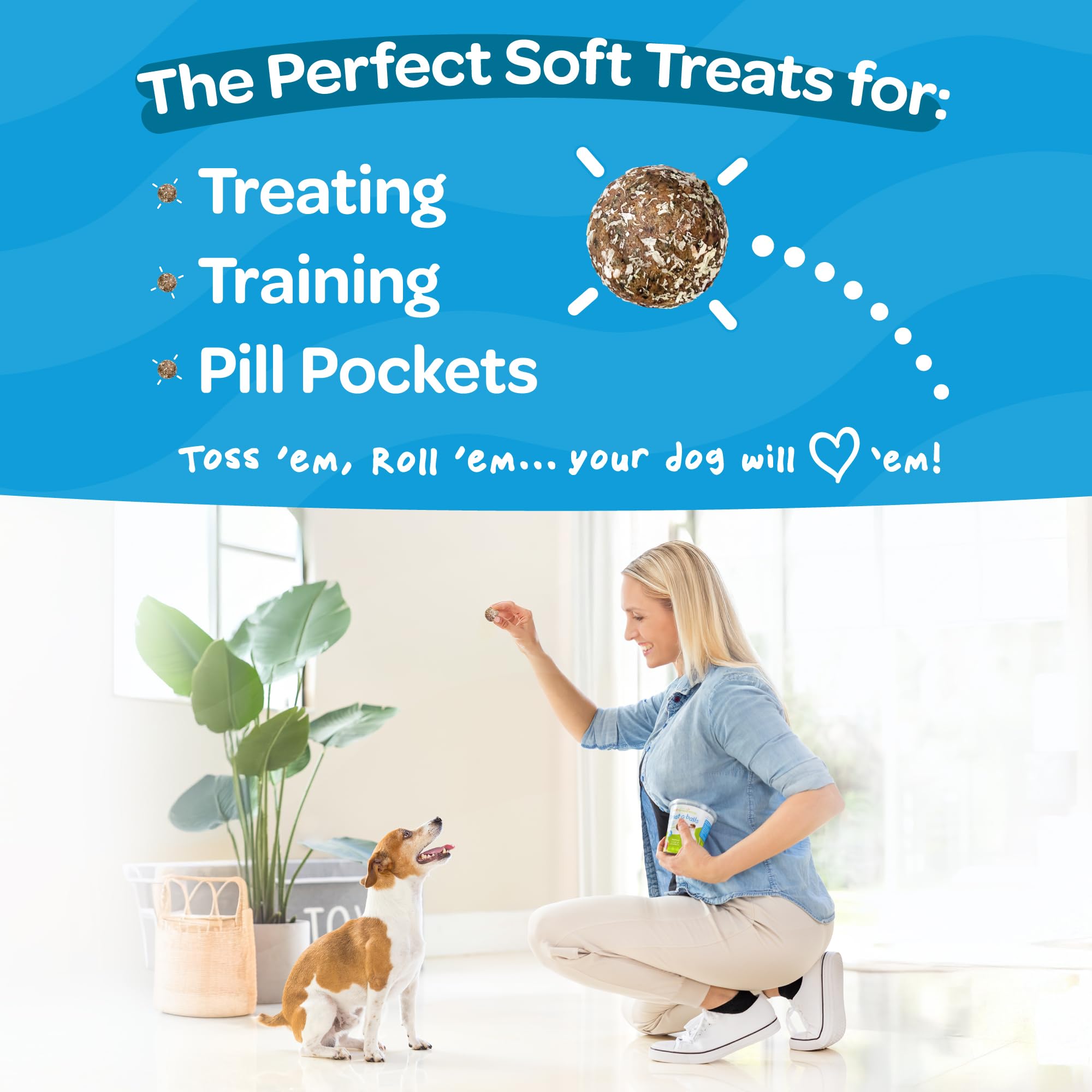 TREAT-A-BALLS Nutritious All Natural Bulk Dog Treats - Vegan, Fiber-Rich, Human-Grade - All Breeds, Sizes, Ages - Made in New Ze