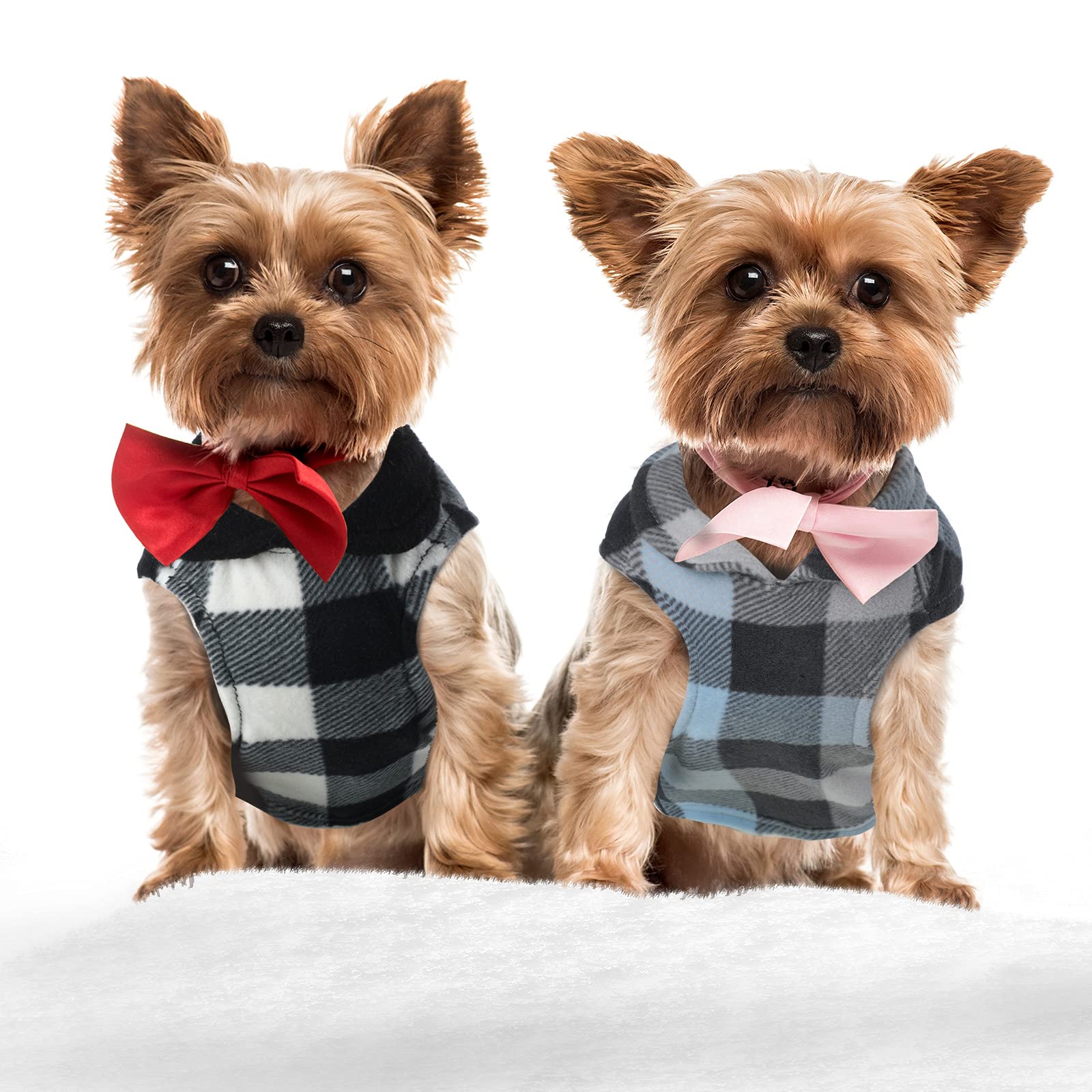 4 Pieces Winter Fabric Dog Sweater With Leash Ring Soft Fleece Vest Dog Clothes Plaid Camouflage Warm Puppy Dog Jacket Pullover