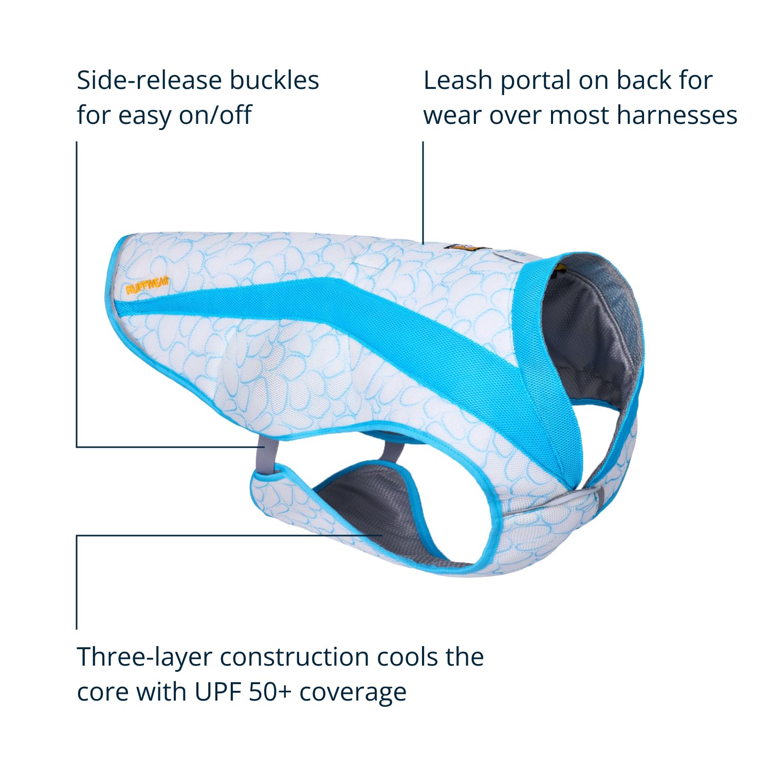 Ruffwear, Swamp Cooler Dog Vest, Evaporative Cooling For Hot Weather, Compatible With Most Harnesses, Biolumin Blue, Small