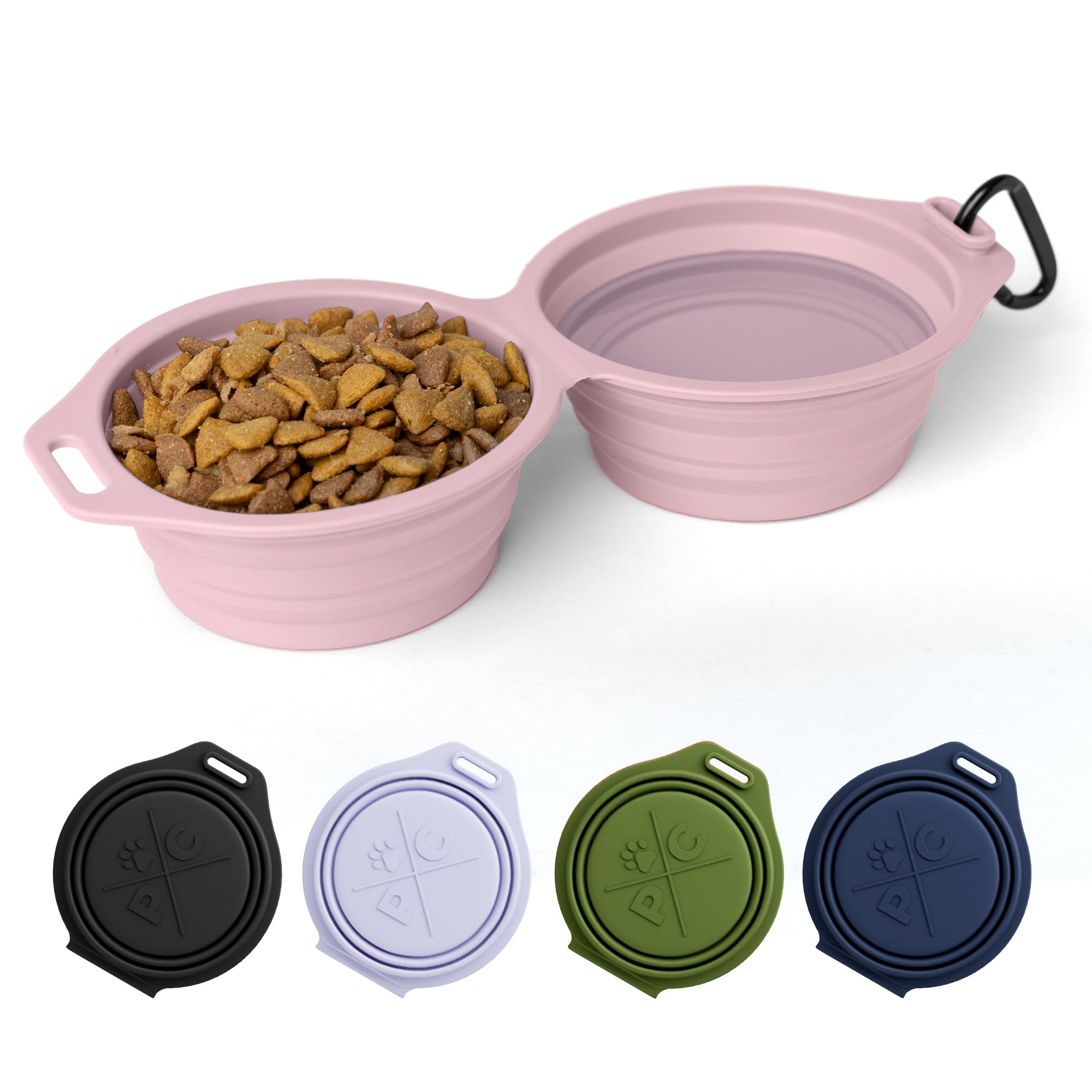 Pup Culture Dual Collapsible Dog Bowls | Silicone Travel Water Bowl for Dogs | Food Grade, No Plastic Rim, Portable Dog Bowl for