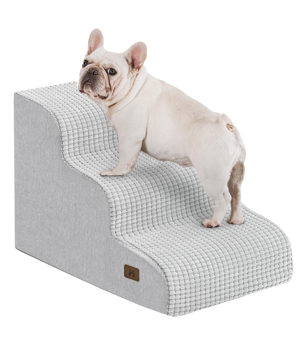 ABCPET Dog Stairs for Small Dogs, 15.7 H Dog Steps for Bed 35D Strong Support Foam Stairs for High Bed or Couch Sofa Non-Slip Ba