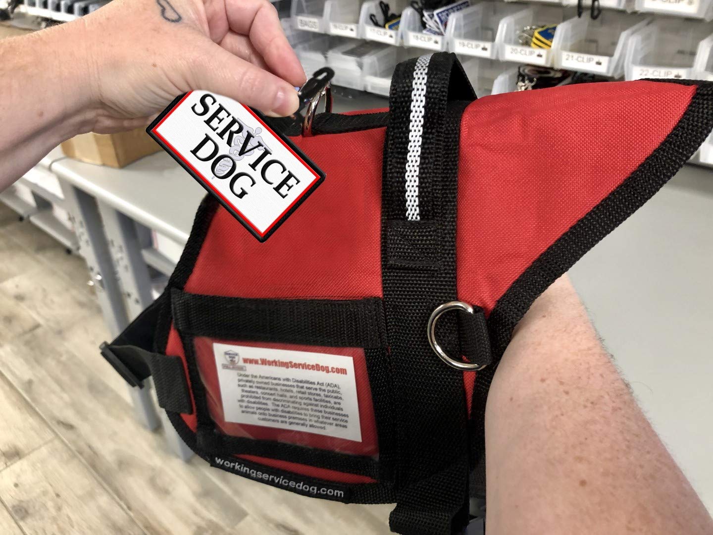 Service Dog Id Patch Tag - Clips To Vest, Harness, Collar, Leash, Or Carrier - Includes 5 Law Handout Cards