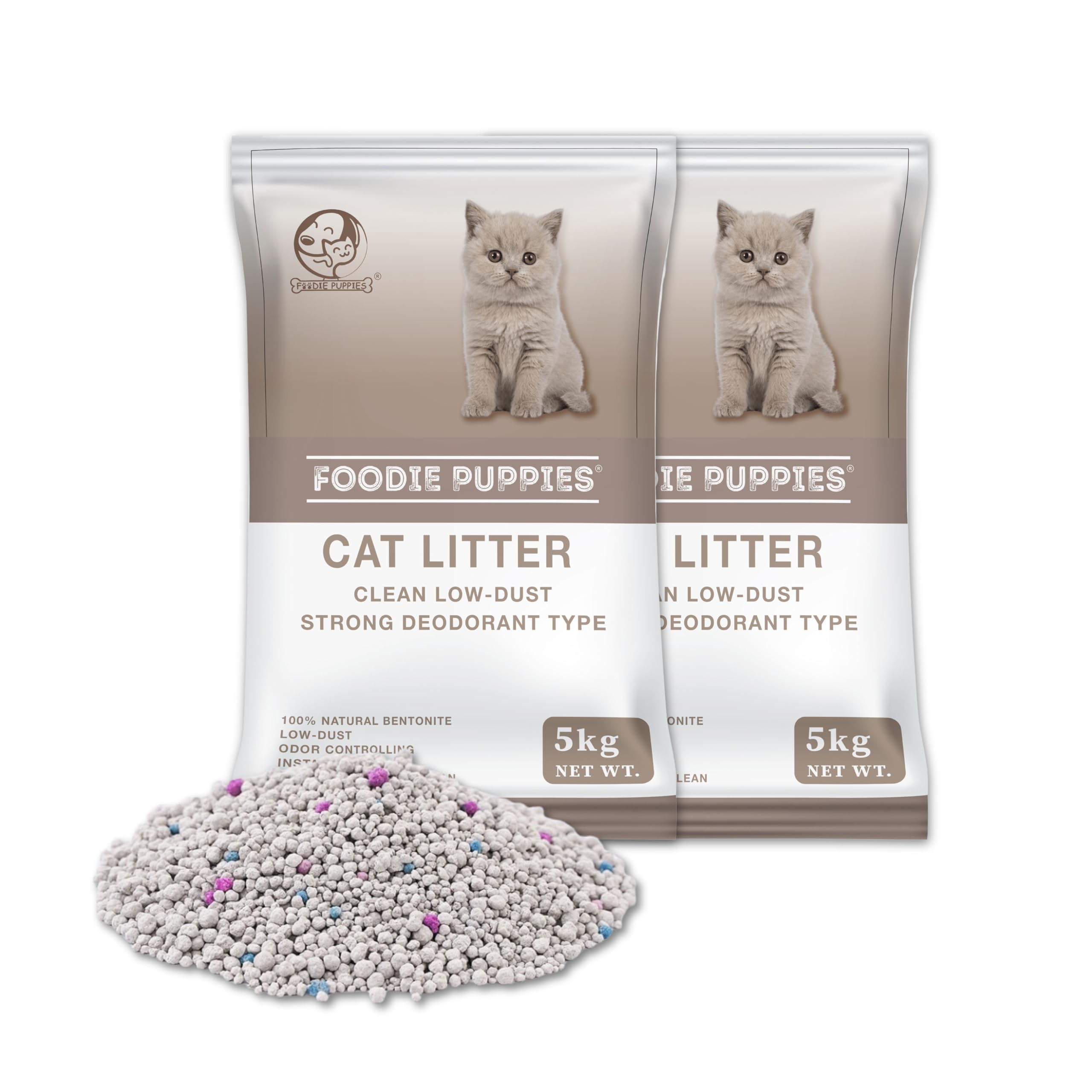 Foodie Puppies Natural Bentonite Cat Litter Sand - 10Kg With Lavender Fragrance For Cats And Kittens | Clean Low-Dust Strong Deo