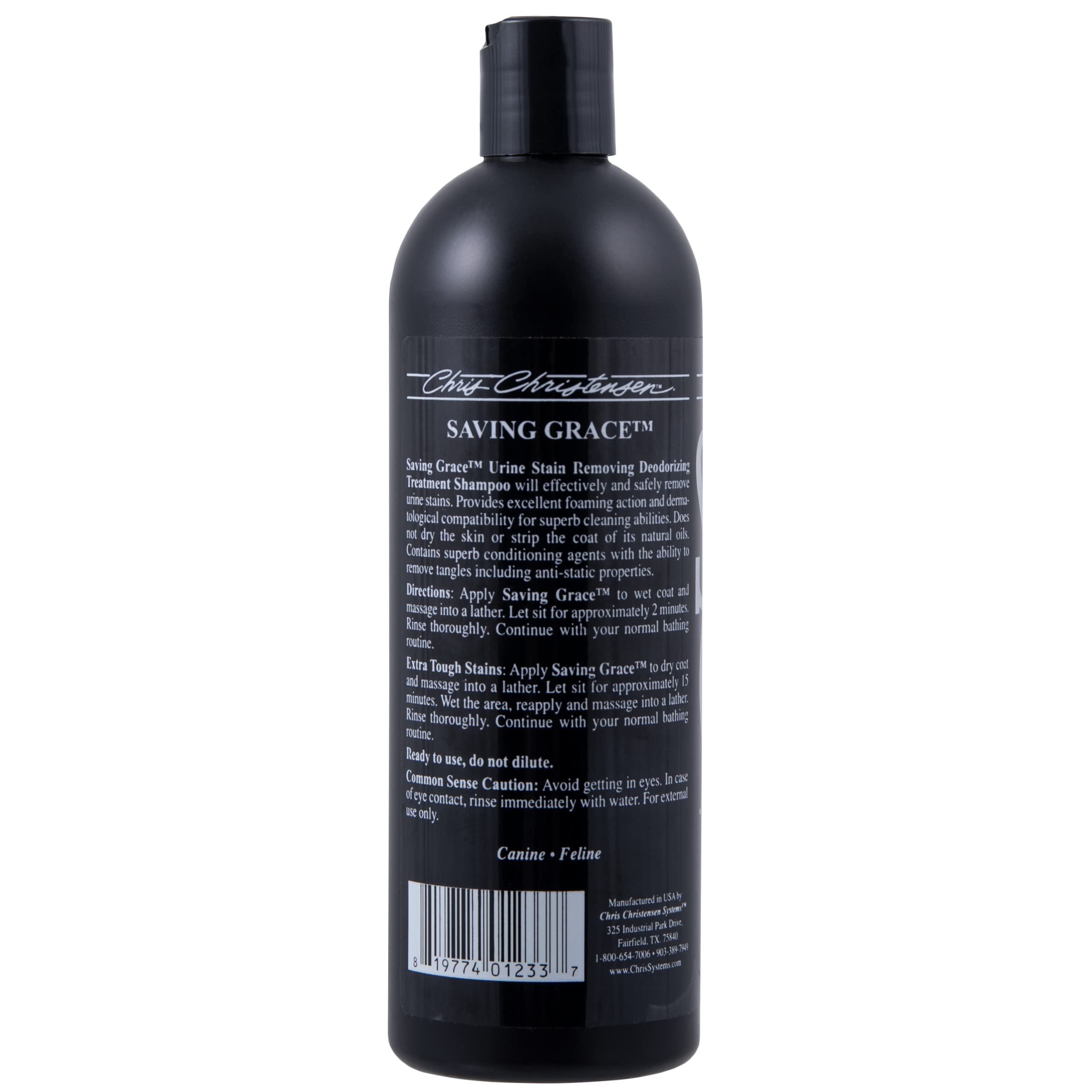 Chris Christensen Saving Grace Canine Treatment Shampoo, Dog Shampoo, Groom Like A Professional, Urine Stain Remover, Deodorizing Shampoo, All Coat Types, Made In Usa, 16 Oz