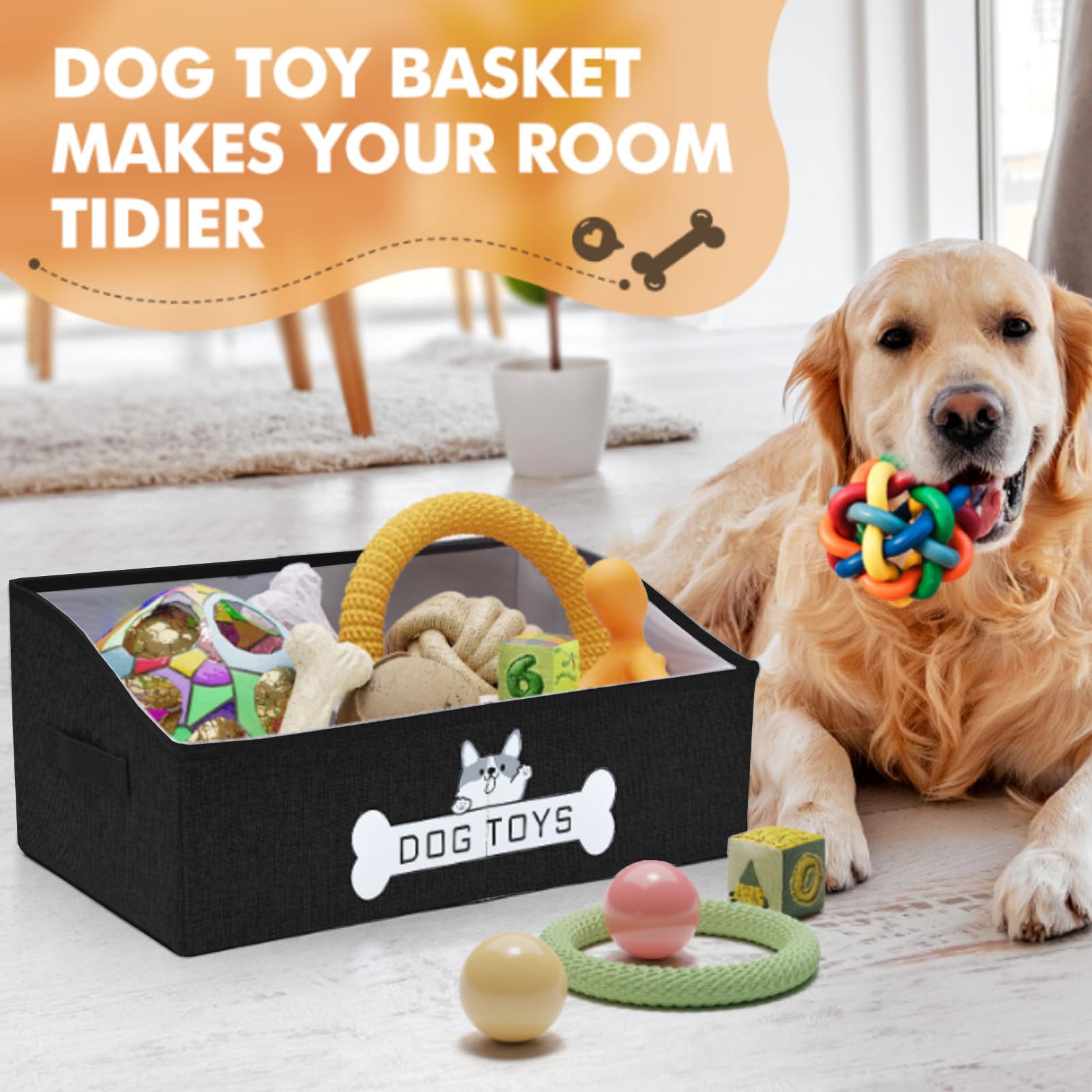 Mutiearo Dog Toy Basket, Specially Designed for Dog Toy Storage, Collapsible Dog Toy Box with Handle,Perfect for Storing Pet Toy