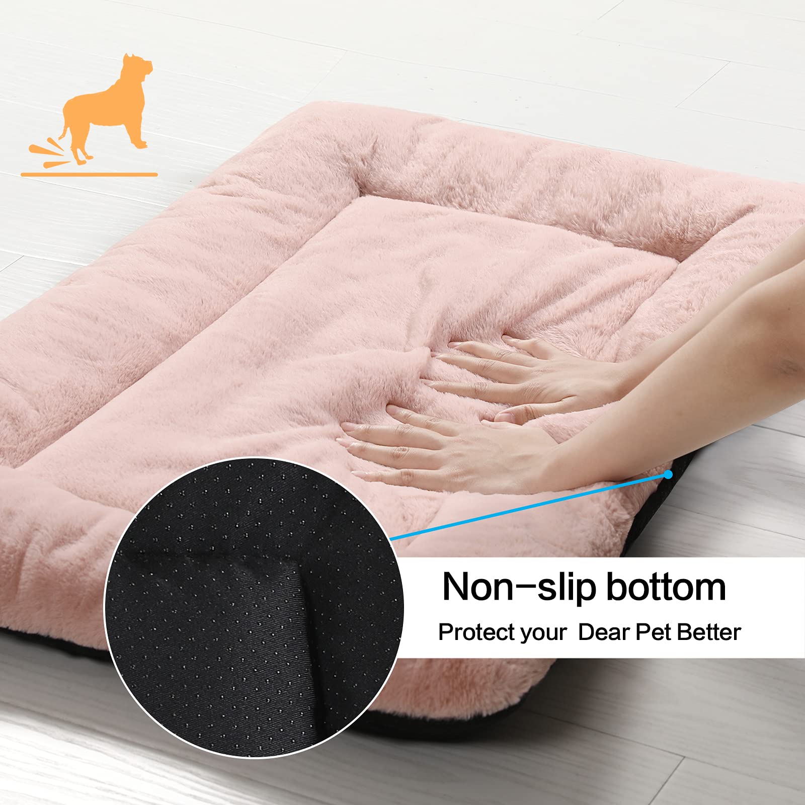 Dog Beds Crate Pad For Extra Small Dogs Fit Metal Dog Crates,Ultra Soft Dog Crate Bed Washable & Anti-Slip Kennel Pad For Dogs Cozy Sleeping Mat,Pink 22Inch