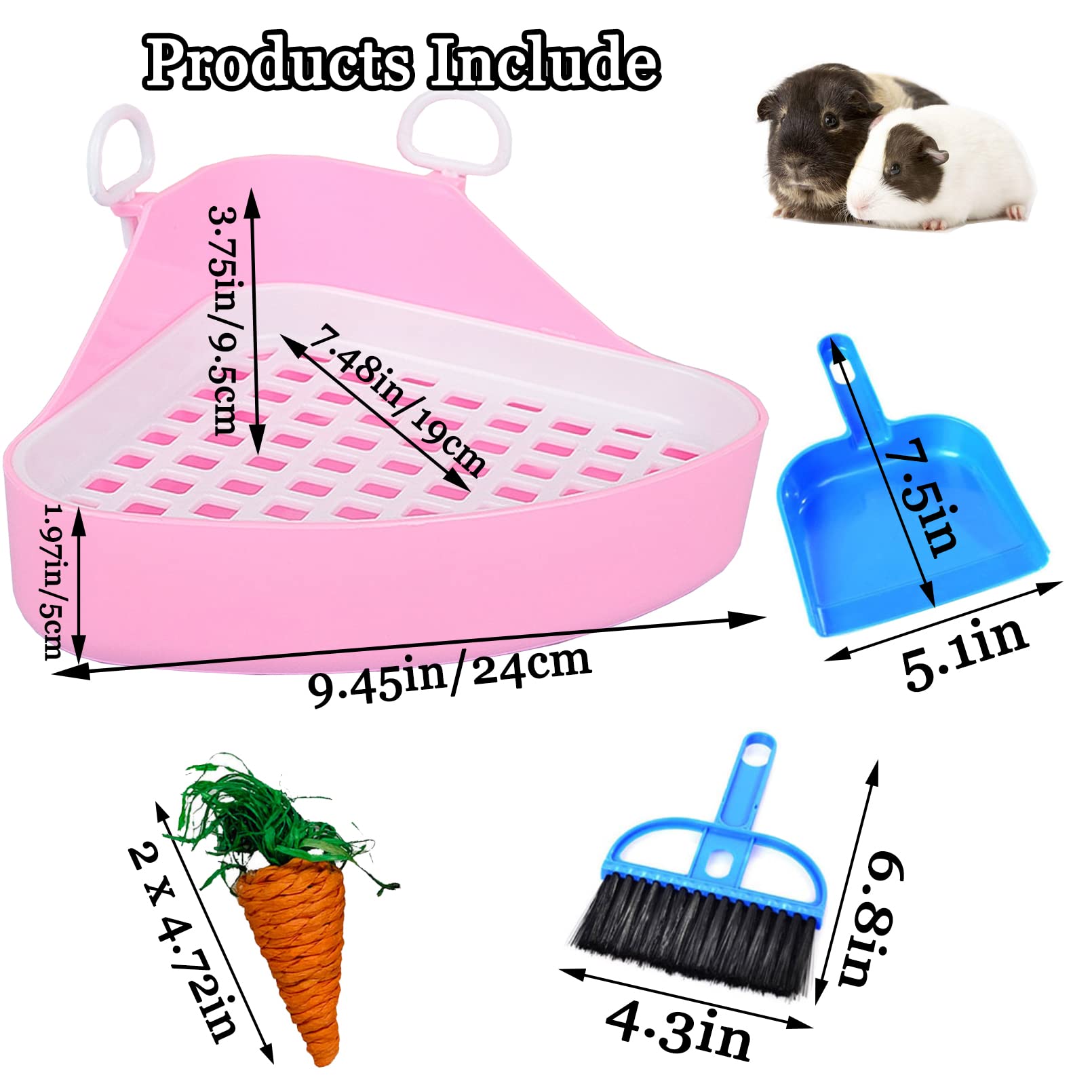 Hamiledyi Guinea Pig Potty Trainer Corner, Small Animals Triangle Plastic Litter Box, Bedding Litter Box Pee Pan Tray Toilet For