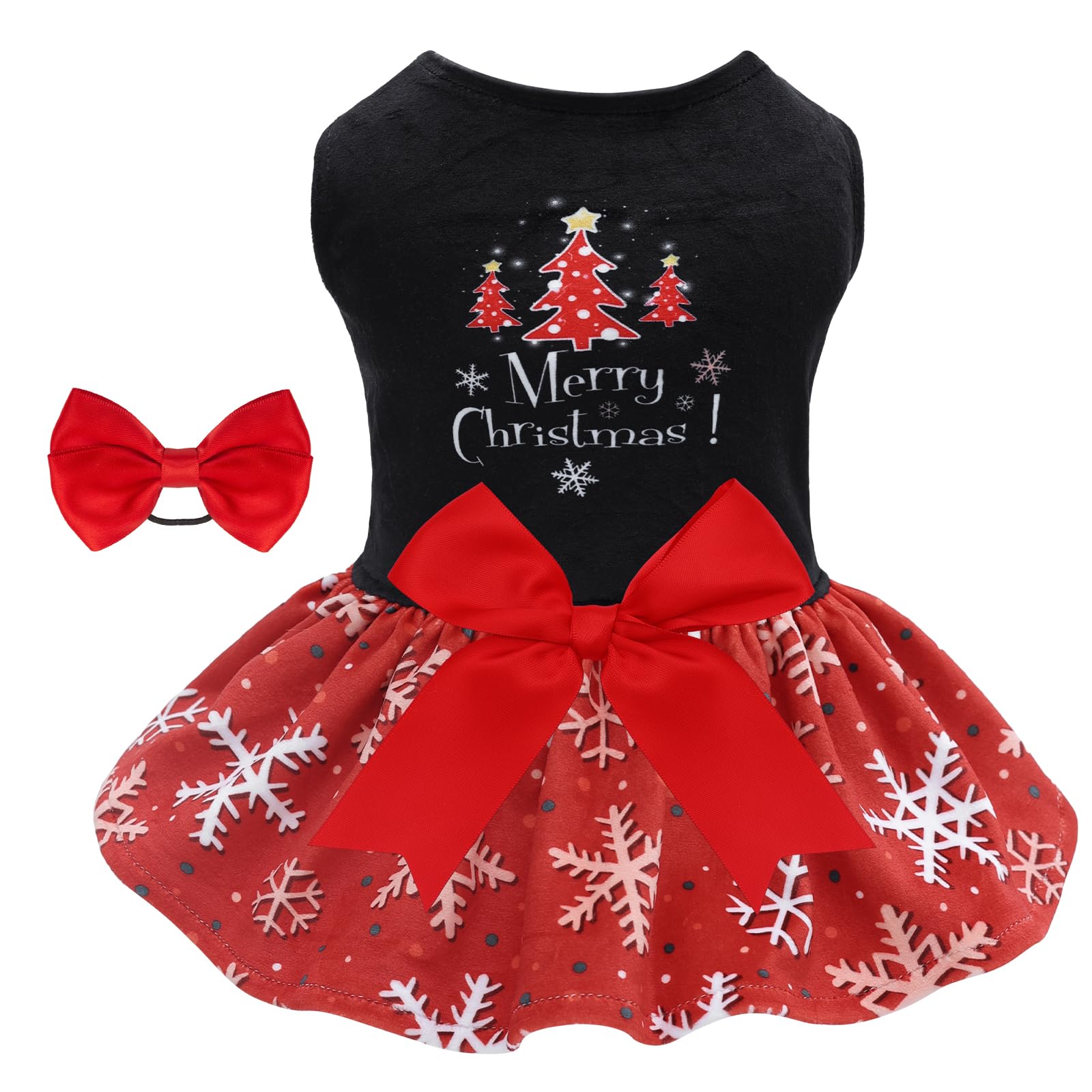 Cutebone Christmas Dog Dresses Velvet Holiday Small Dogs Clothes Onesie Pet Apparel Girl Puppy Skirt With Bow Hair Rope Cva54Xxs