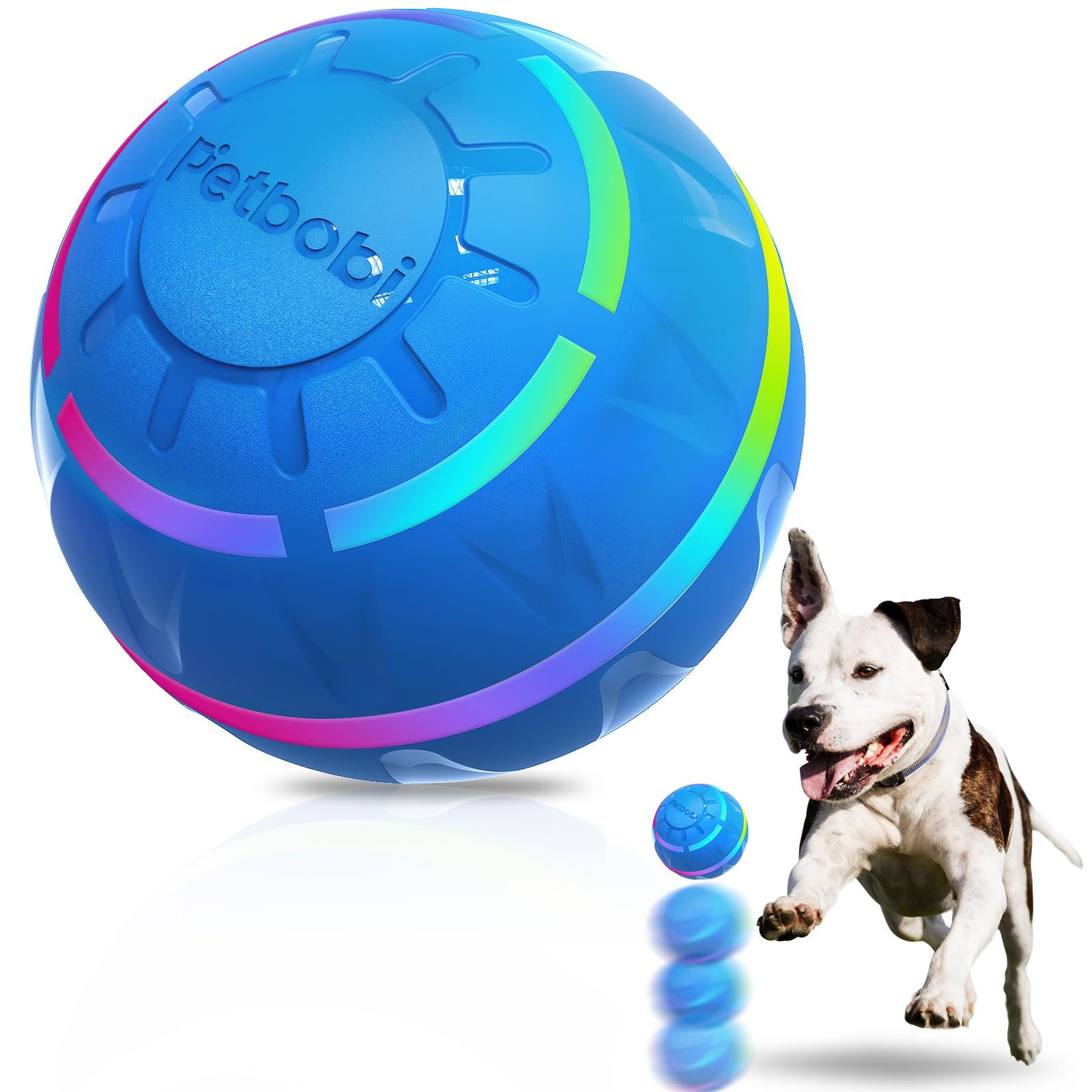 Petbobi Active Rolling Ball For Dogs Interactive Dog Ball With Led Flash Light, Include Self Moving Toys For Medium Large Dogs T