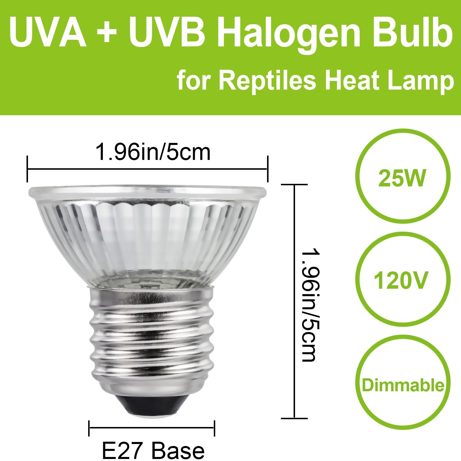 YEGRUEB UVB UVA Reptile Light Bulb 25W Bulb for Reptiles and Amphibians Tanks, Turtle Bearded Dragon Lizard Cages Frogs Heat Lam