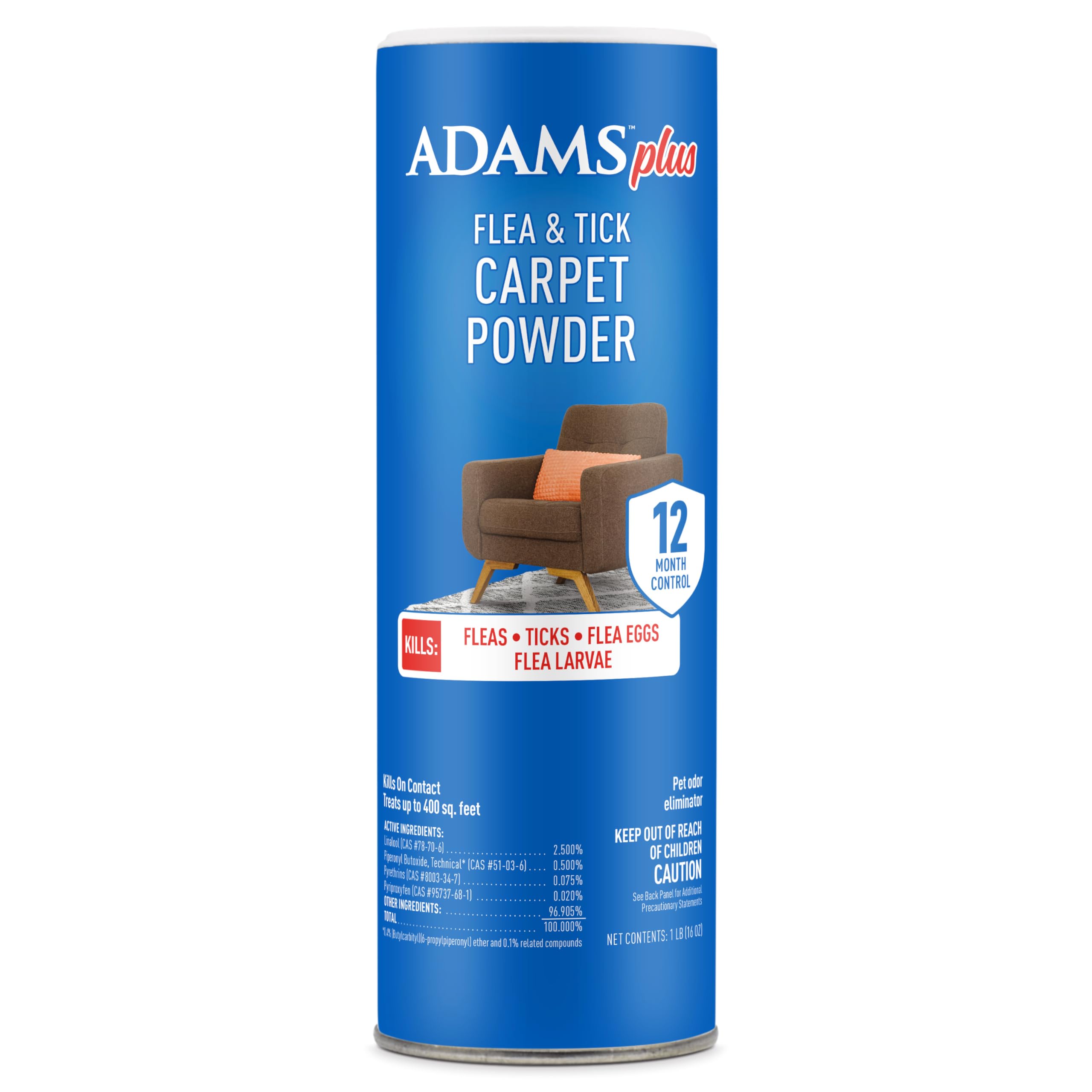 ADAMS Plus Carpet Powder, Kills Fleas and Ticks On Contact, Kills All Stages of the Flea Life Cycle, 30 Day Protection, Freshens