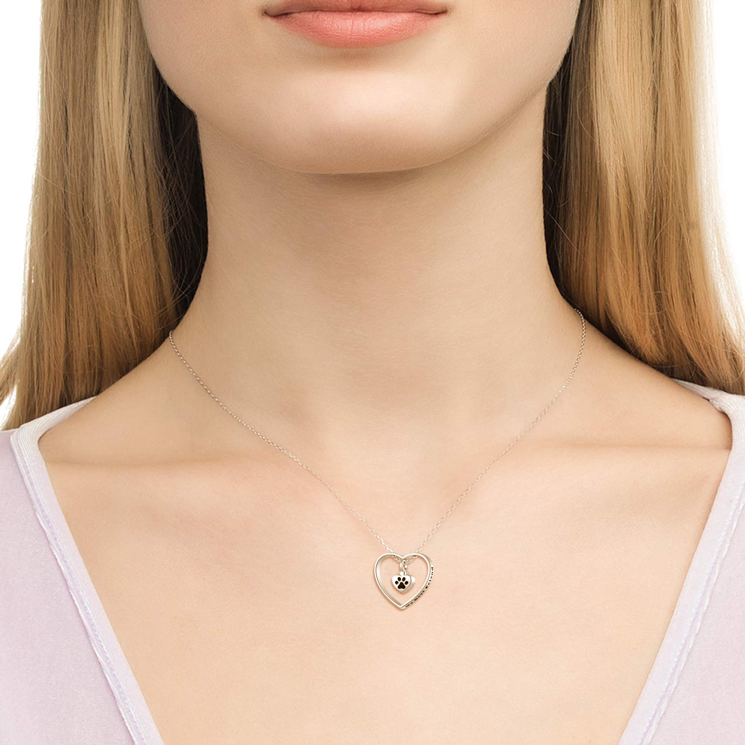 Jxjl Memorial Heart Cremation Urn Necklace For Ashes Keepsake S925 Sterling Silver Eternity Circle Pendant Necklace Of Pets Cats Dogs Cremation Ashes