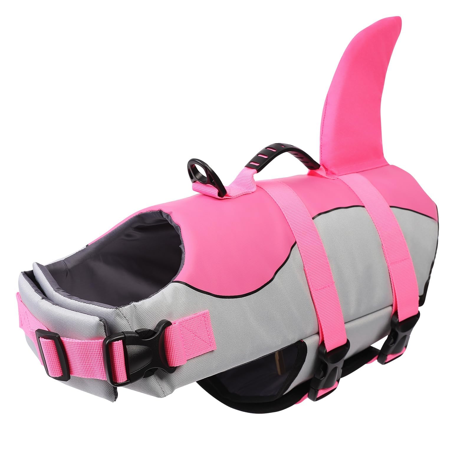 Asenku Dog Life Jacket, High Grade Polyester Oxford Nylon, Shark Pink, Small - Water Safety Swimsuit For Pool, Boating, Makes Do