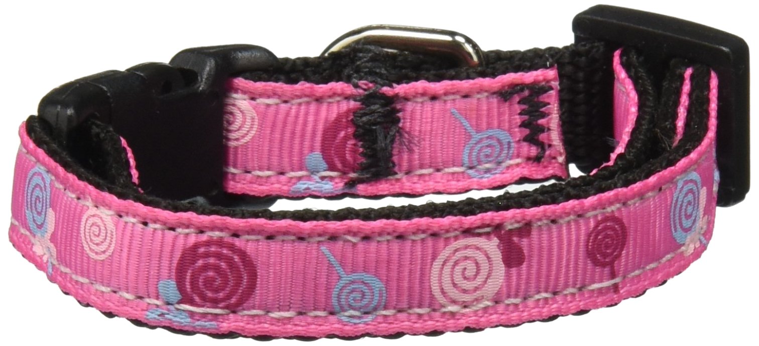 Mirage Pet Products Lollipops Nylon Ribbon Collar for Pets, Small, Bright Pink