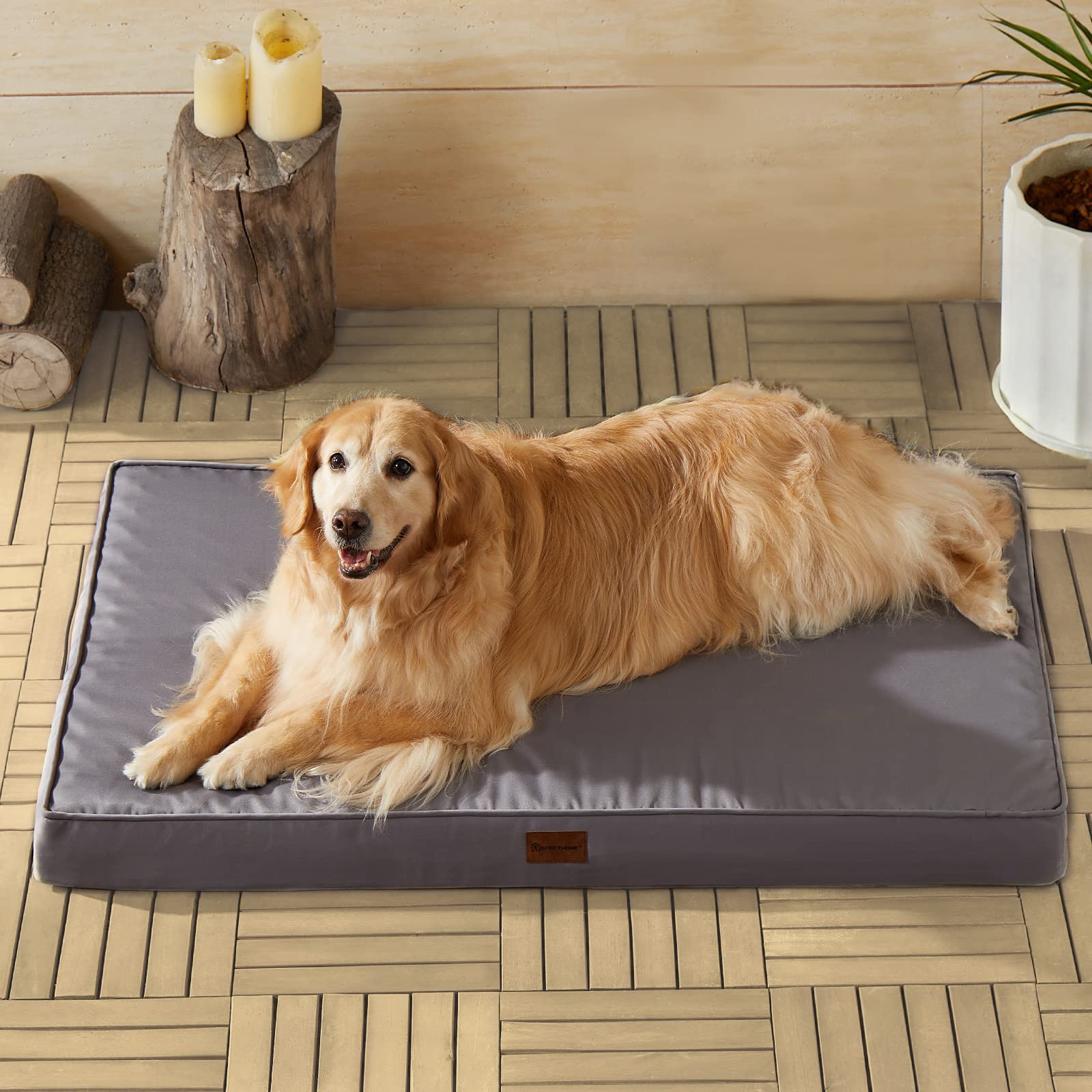 Bfpethome Outdoor Dog Bed For Large Dogs, Waterproof, Orthopedic With Removable Washable Cover, Egg Crate Foam Mat (47 X 29 In, 