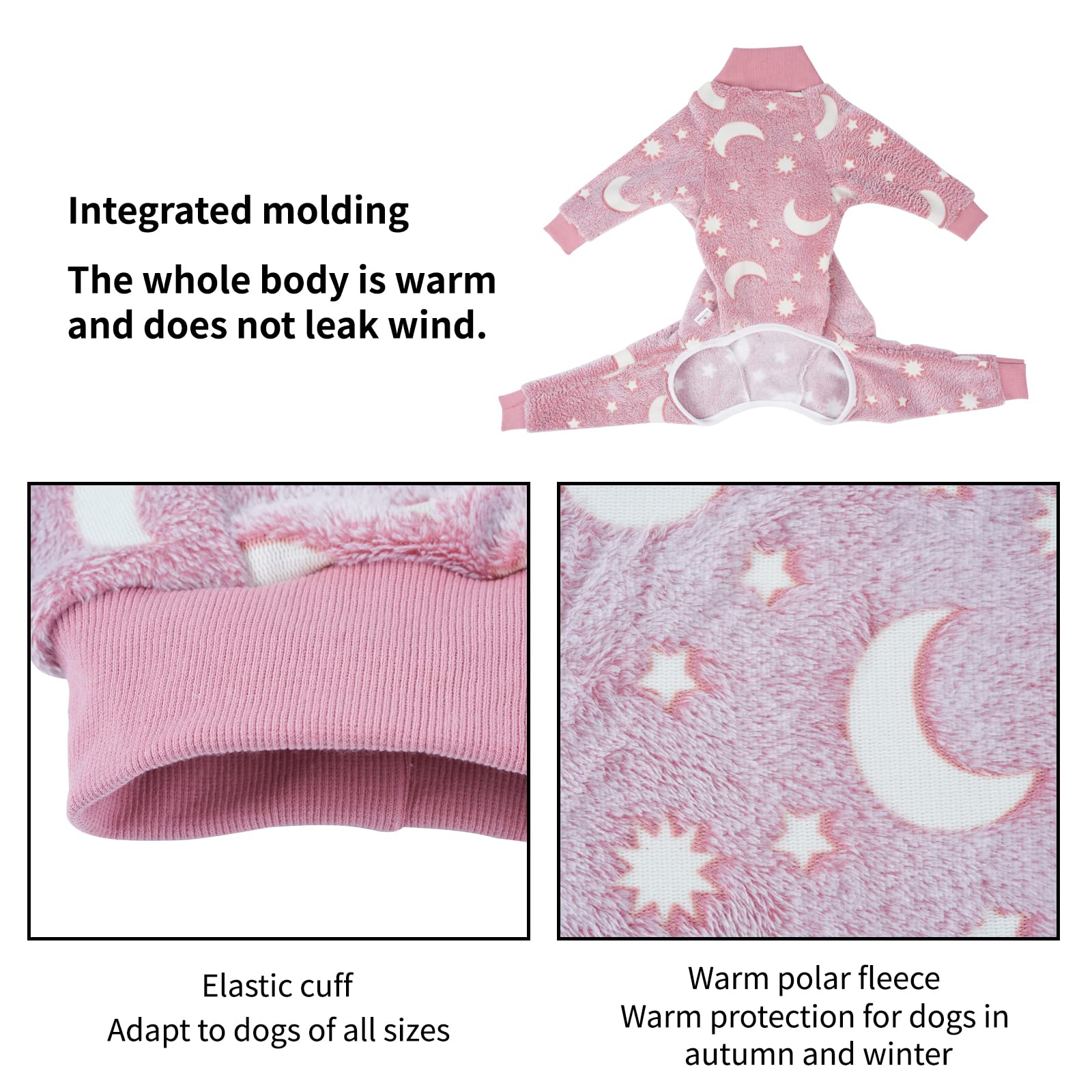Winter Pajamas For Dogs Anti Hair Shedding Suit Dog Jumpsuit Prevnet Shedding Hair Glow In The Dark (Pink, Xxl)