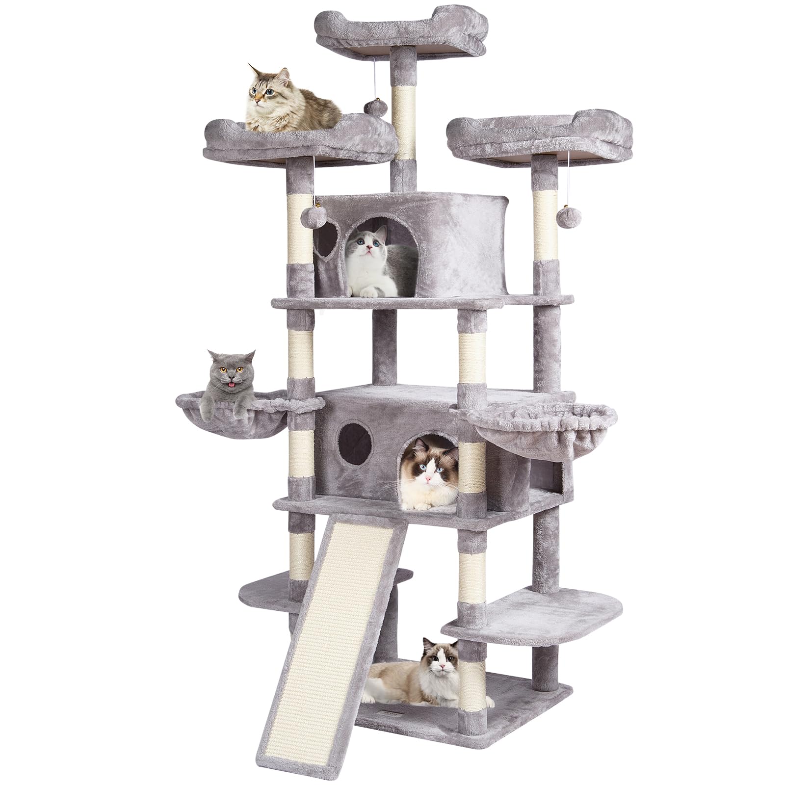 VEVOR Cat Tree 68.5 Cat Tower for Indoor Cats with Cat Condos Scratching Post