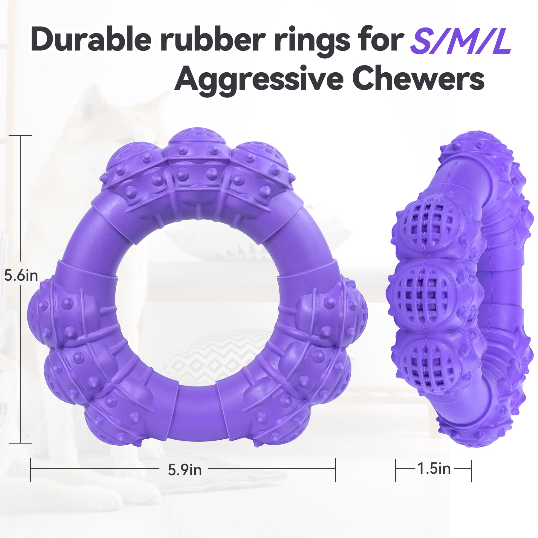 DAOZIJI Indestructible Dog Chew Toys for Aggressive Chewers, Super Chewer Toys for Medium Large Dogs, Interactive Ring Toy, Heav