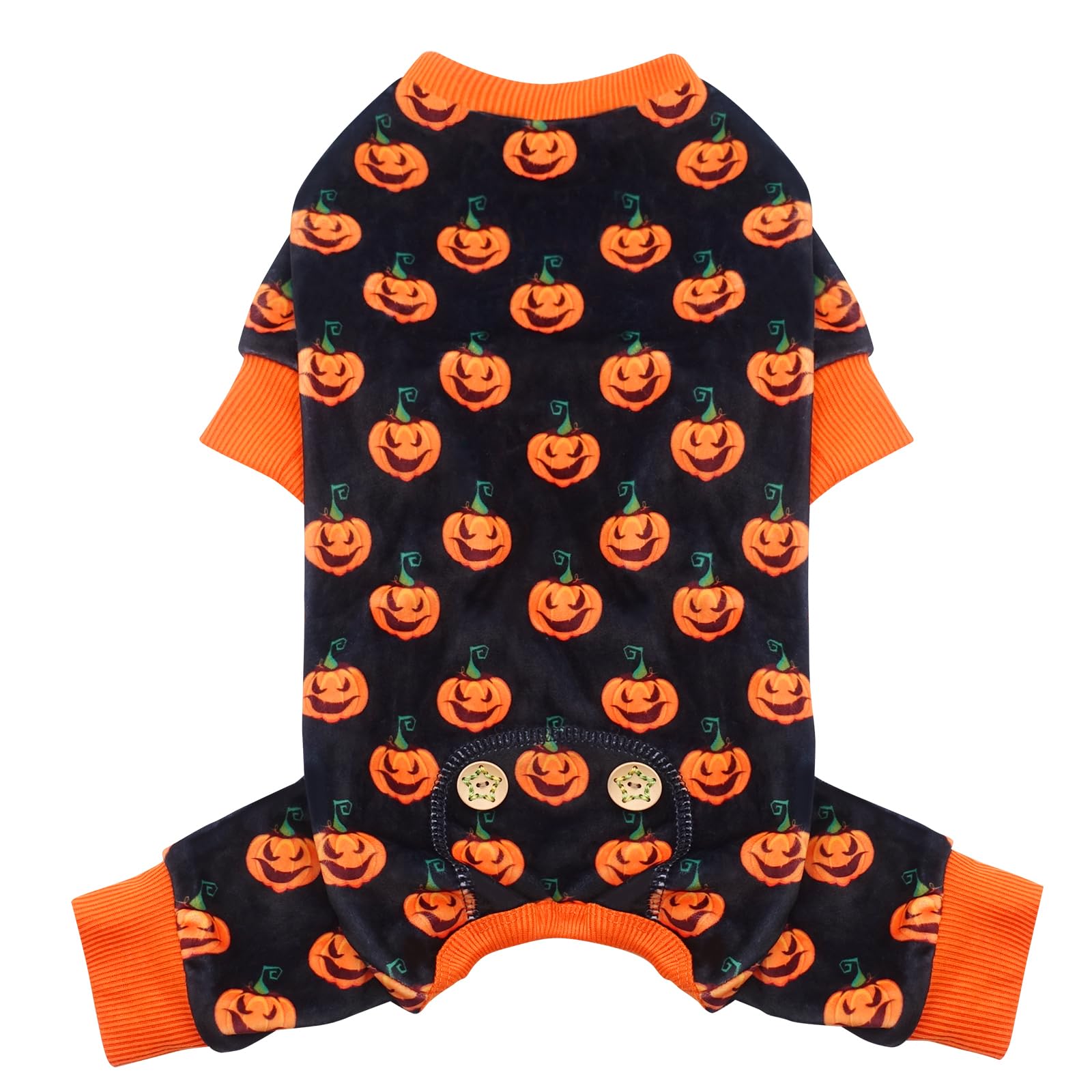 Kyeese Dog Pajamas Halloween For Small Dogs Pumpkin Dog Pjs Onesie Stretchable Soft Material Cat Pajamas