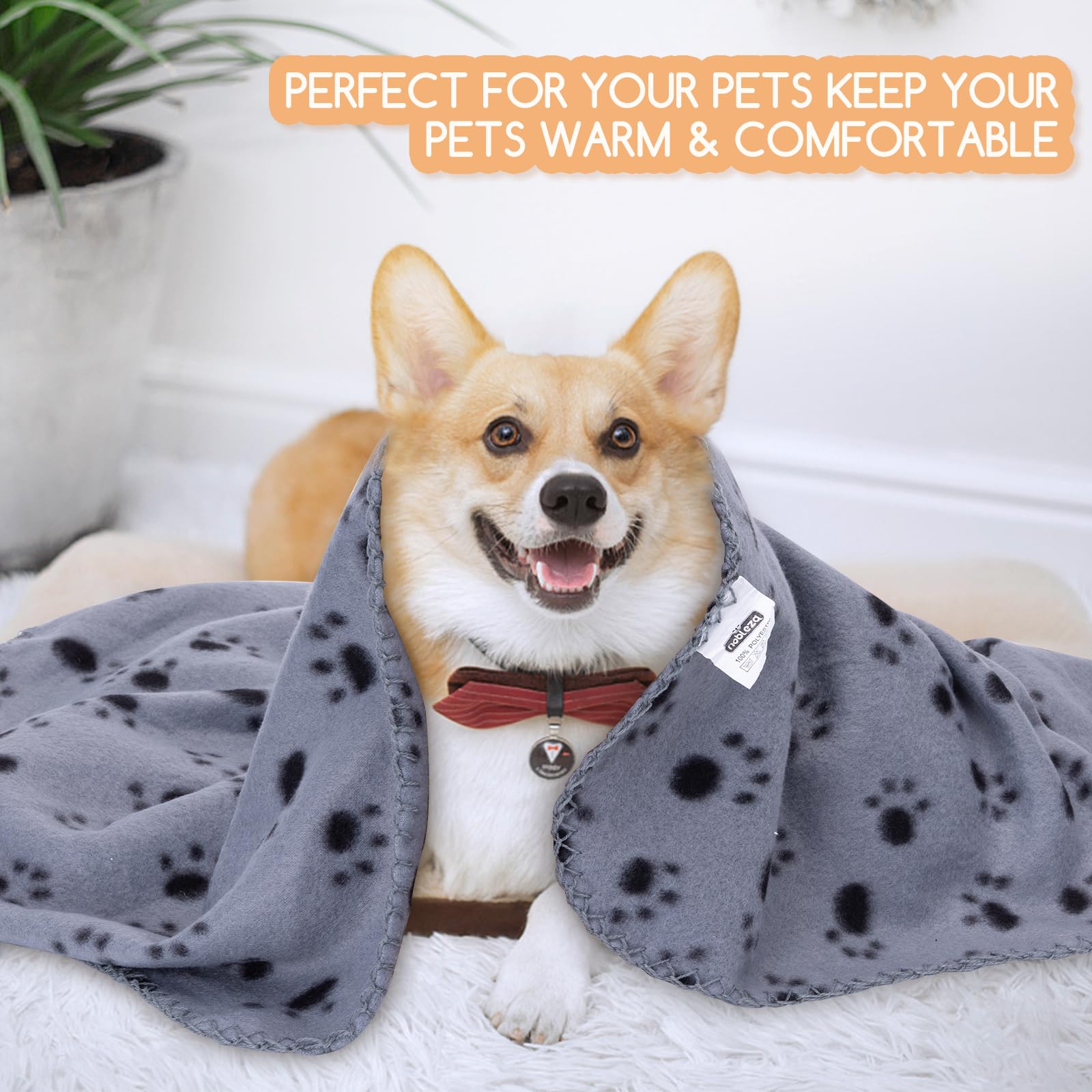 Nobleza 3 Pack Dog Blanket, Super Soft Puppy Carpet With Cute Paw Prints, Fluffy Premium Warm Dog Cover For Couch Protection, 40