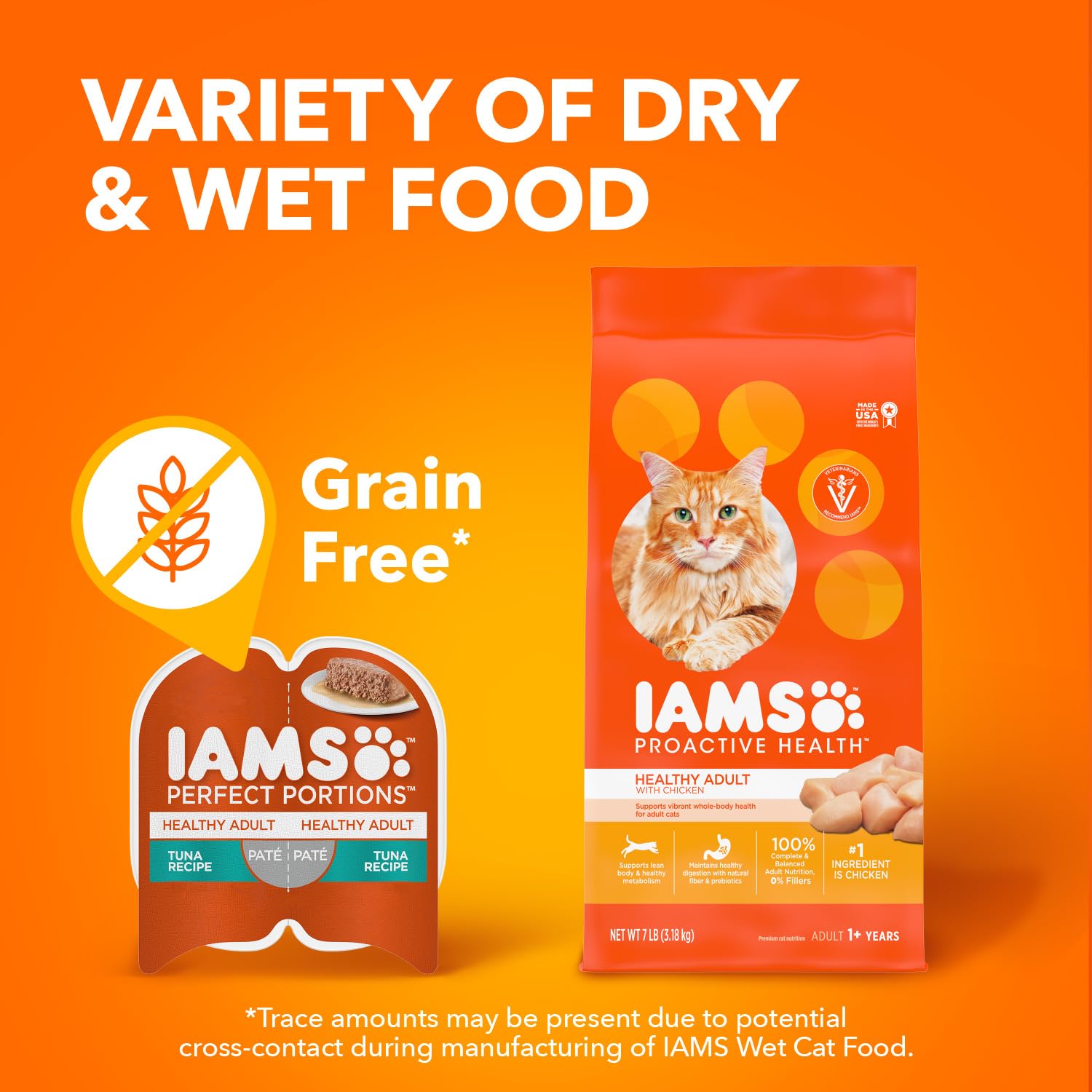 IAMS Perfect Portions Healthy Adult Grain Free Wet Cat Food Pat  , Chicken Recipe, 2.6 oz. Easy Peel Twin-Pack Trays (24 Count,