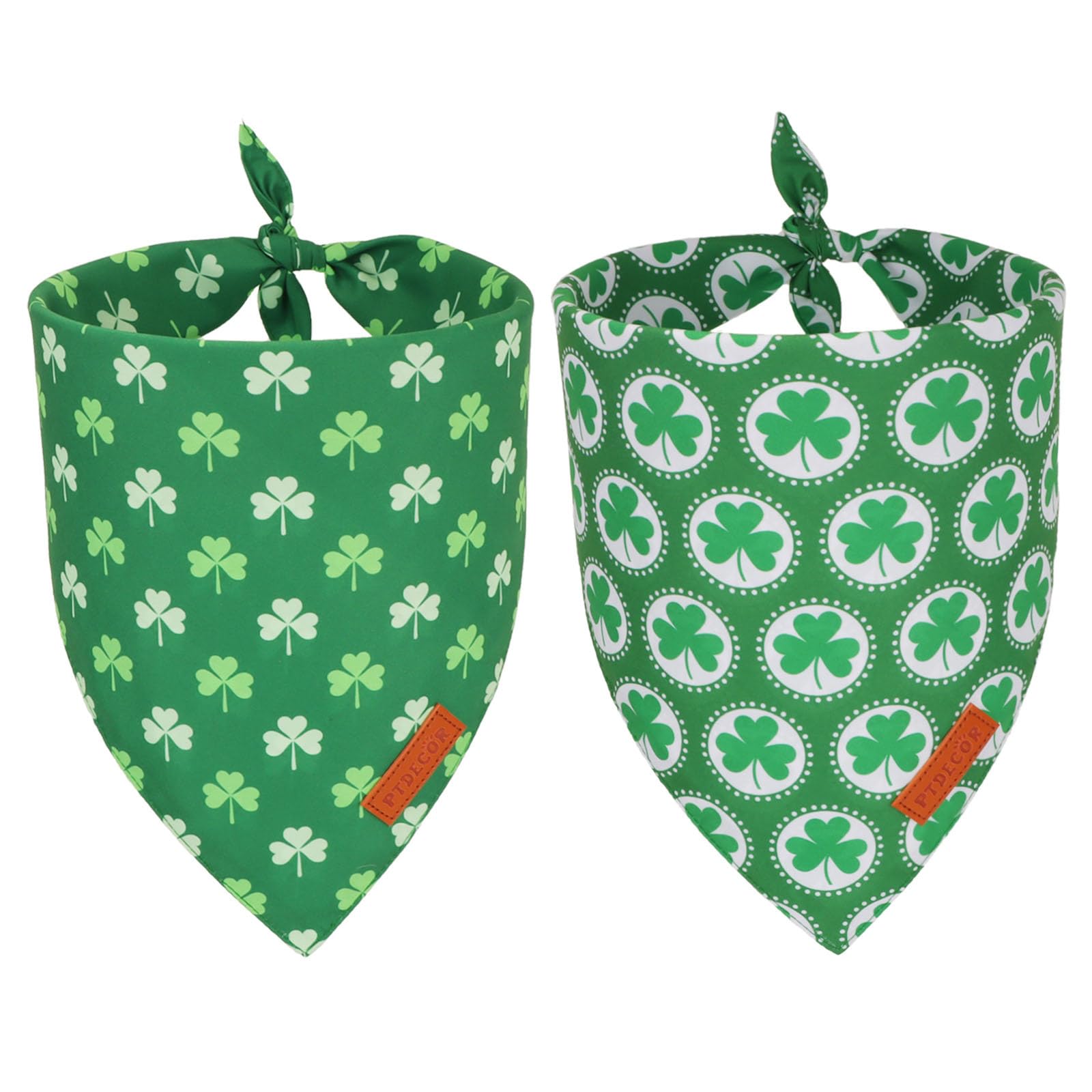 Ptdecor St.Patrick'S Day Dog Bandana,Green Shamrock Reversible Holiday Dog Scarf, Multi Size, Triangle Irish Bandanas For Large 