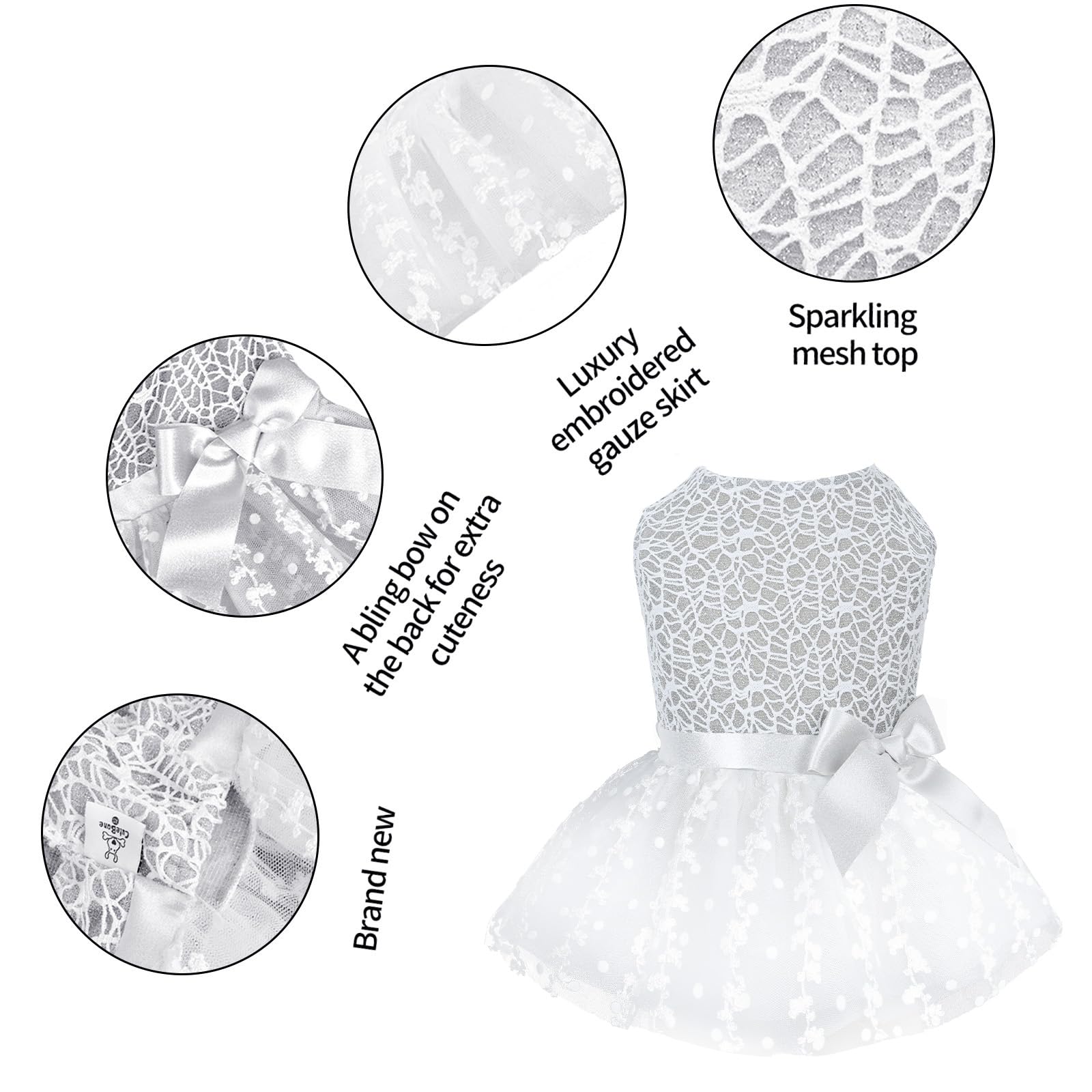 Cutebone Dog Birthday Dress Girl Puppy Skirt Tutu Cat Wedding Outfit Pet Party Clothes For Small Dogs Costume Dd17L