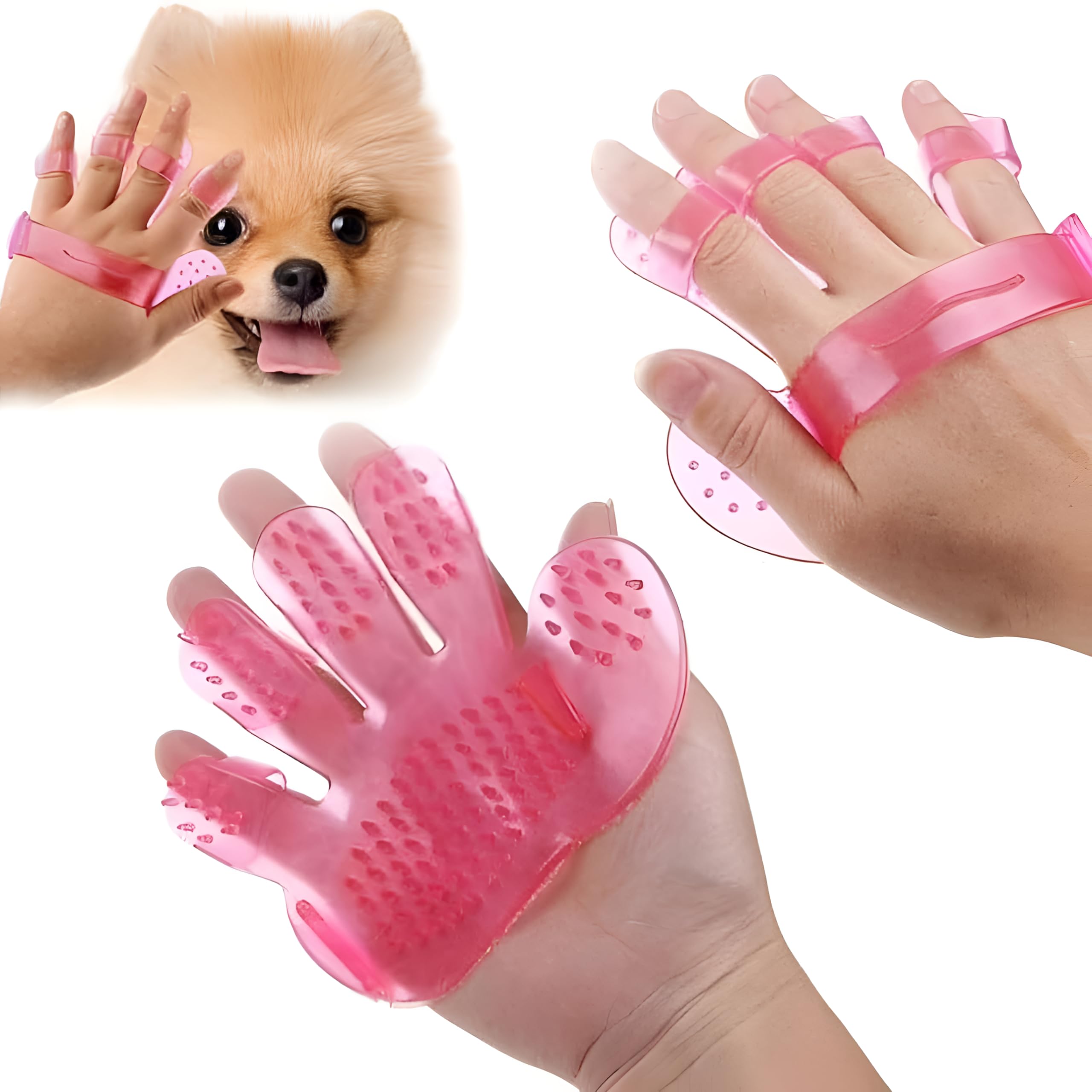 Garth Rubber Pet Cleaning Massaging Grooming Glove Brush, Comfortable And LongLasting Solution For Shedding, Fur Removal And Ge