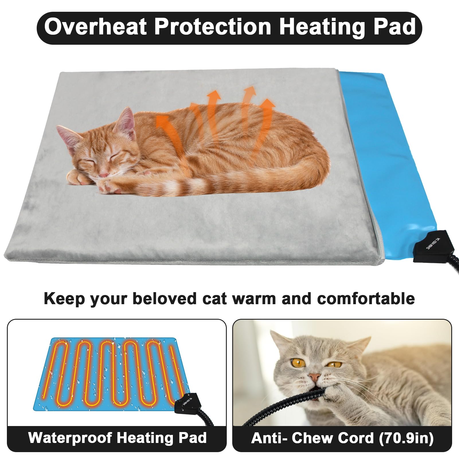 Dahivs Heated Cat House for Outside, High Insulated Heated Outdoor Cat Shelter 100% Weatherproof with Escape Door, Elevated Outd