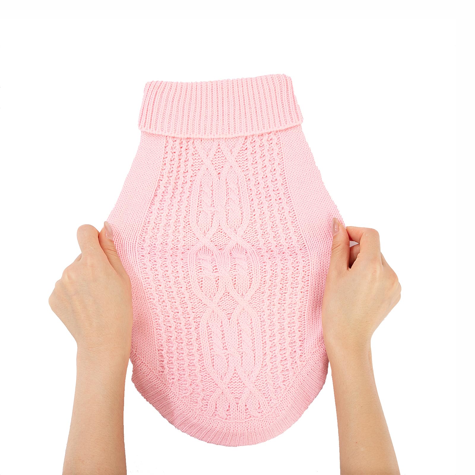 Jnancun Cat Sweater, Acrylic Turtleneck Sleeveless, Light Pink, Small (Winter, Warm, Comfortable, Unisex, 14 Colors, 4 Sizes, Ha